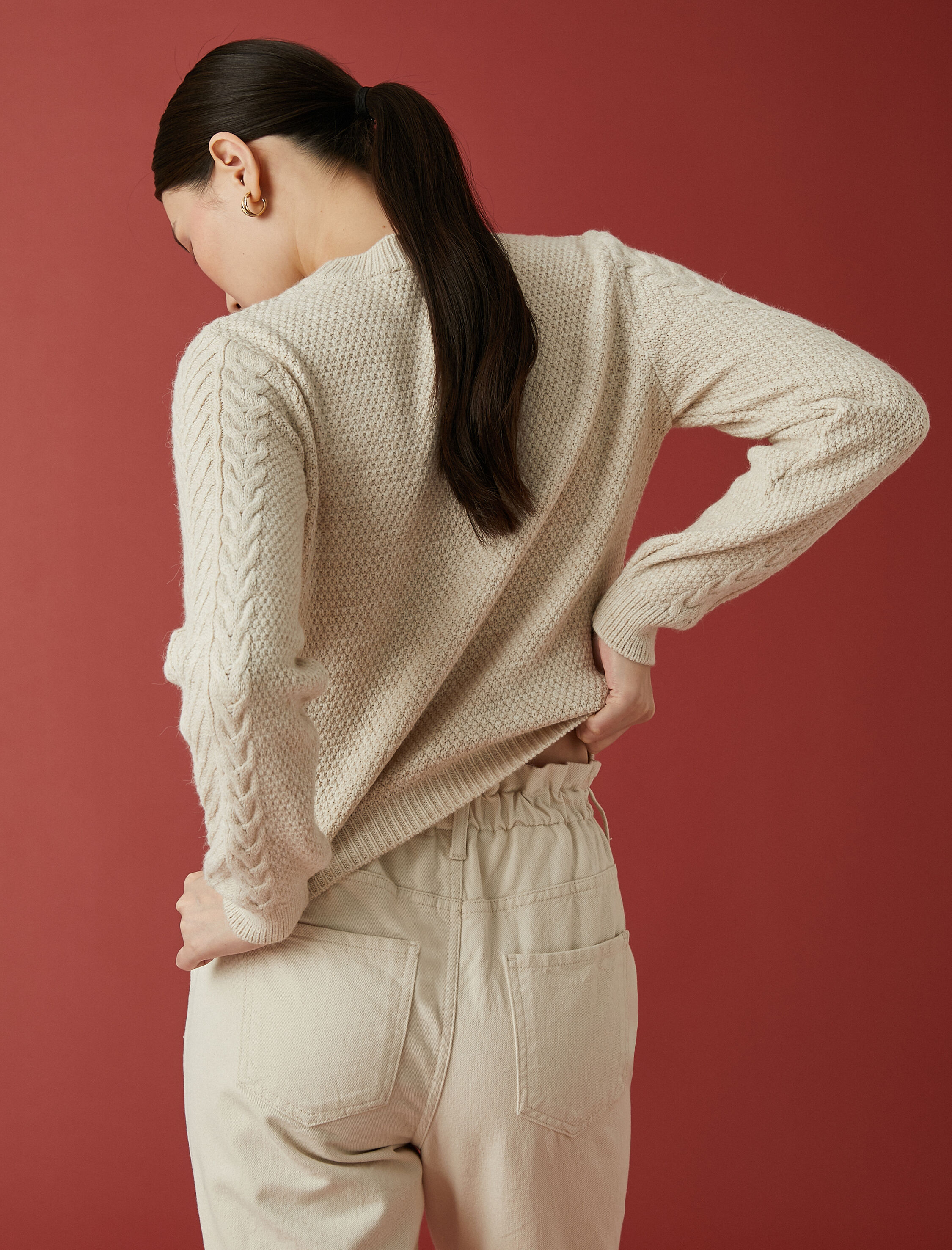   Örgü Detaylı Kazak