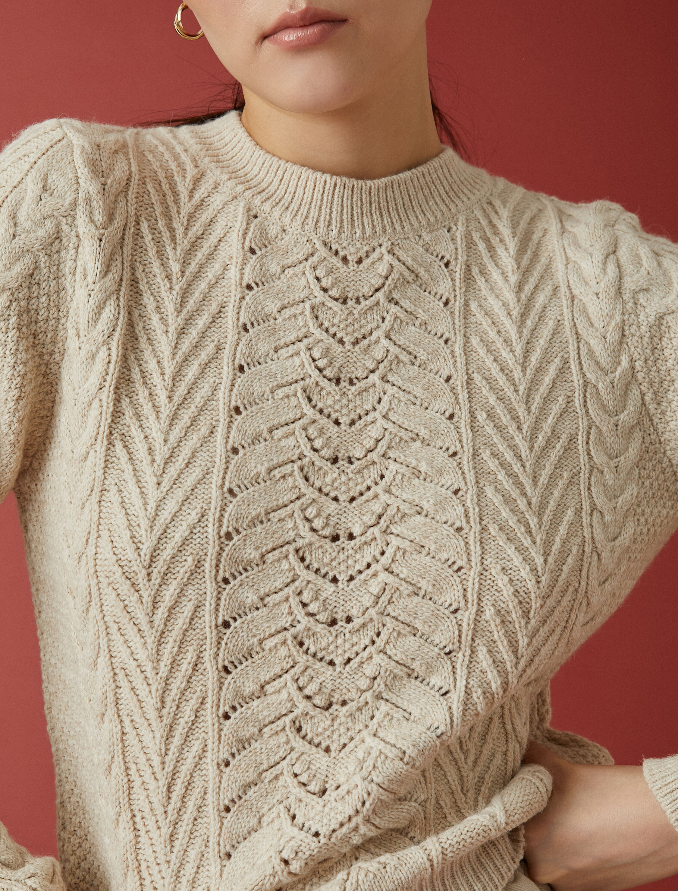   Örgü Detaylı Kazak