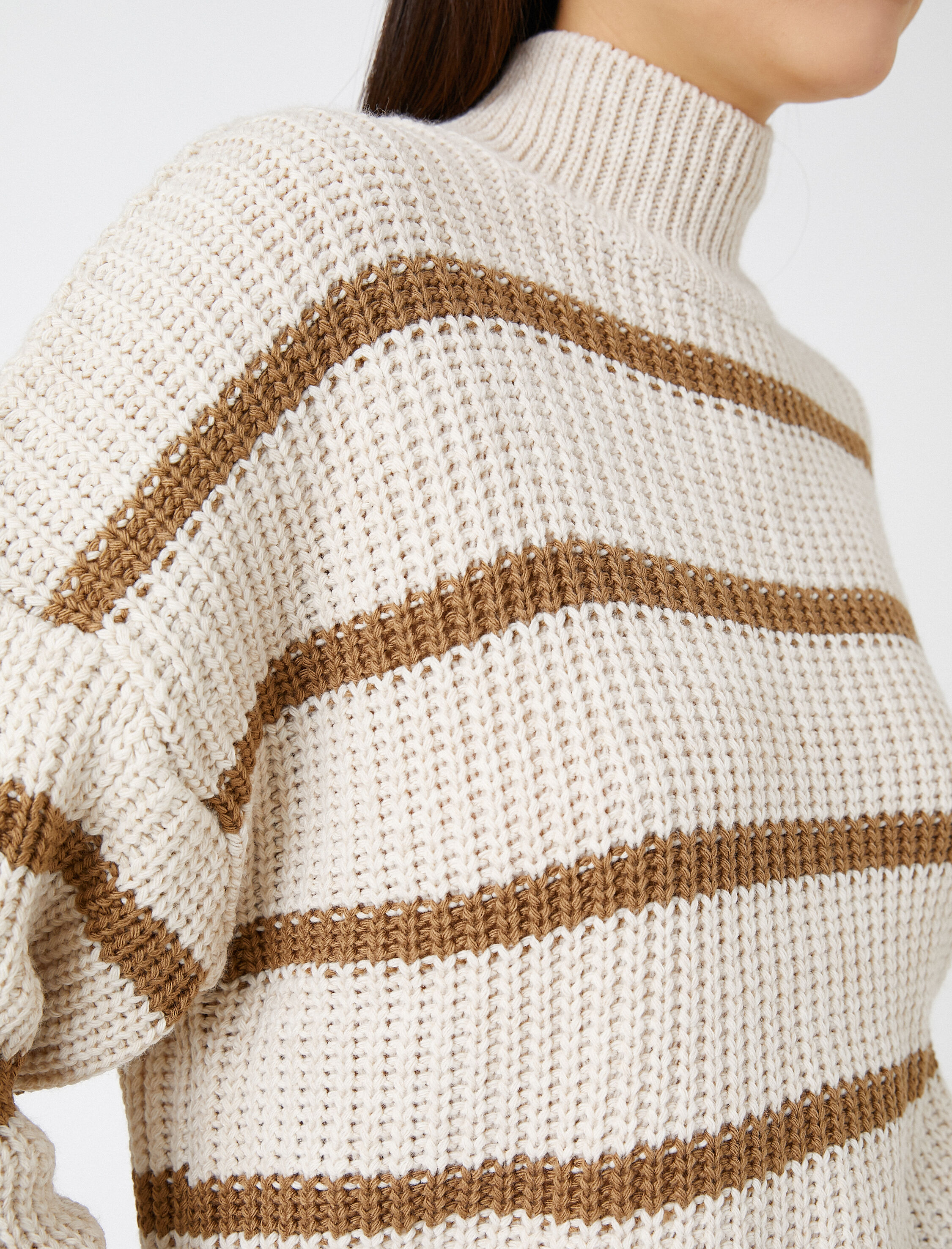   Balıkçı Yaka Örgü Kazak Kaşmir Dokulu