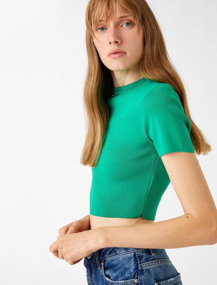  Crop Triko Kazak Kısa Kollu