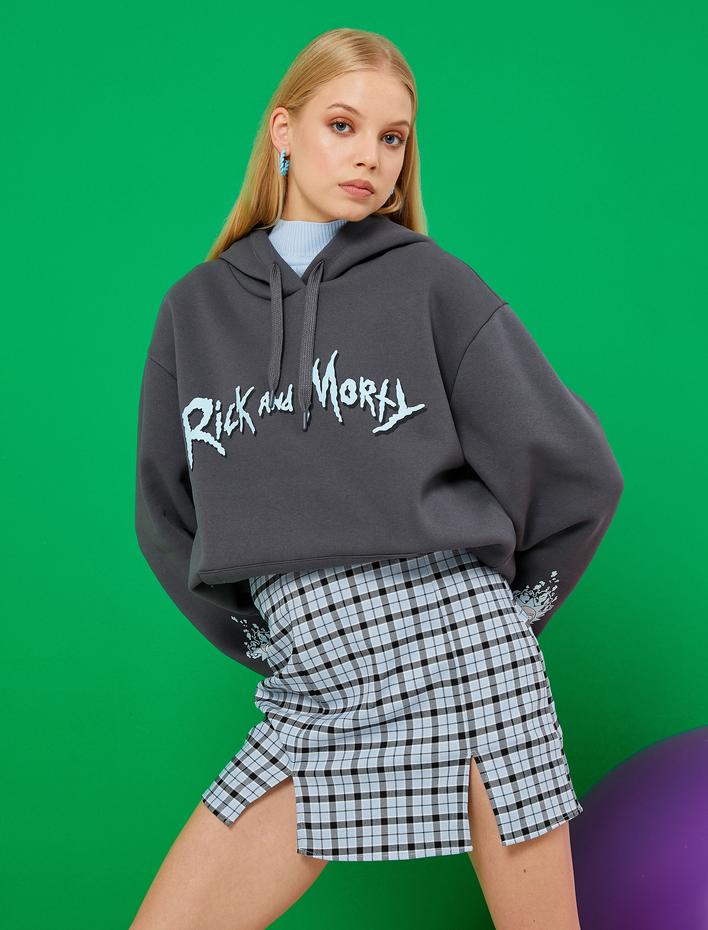  Oversize Sweatshirt Rick and Morty Lisanslı İçi Polarlı