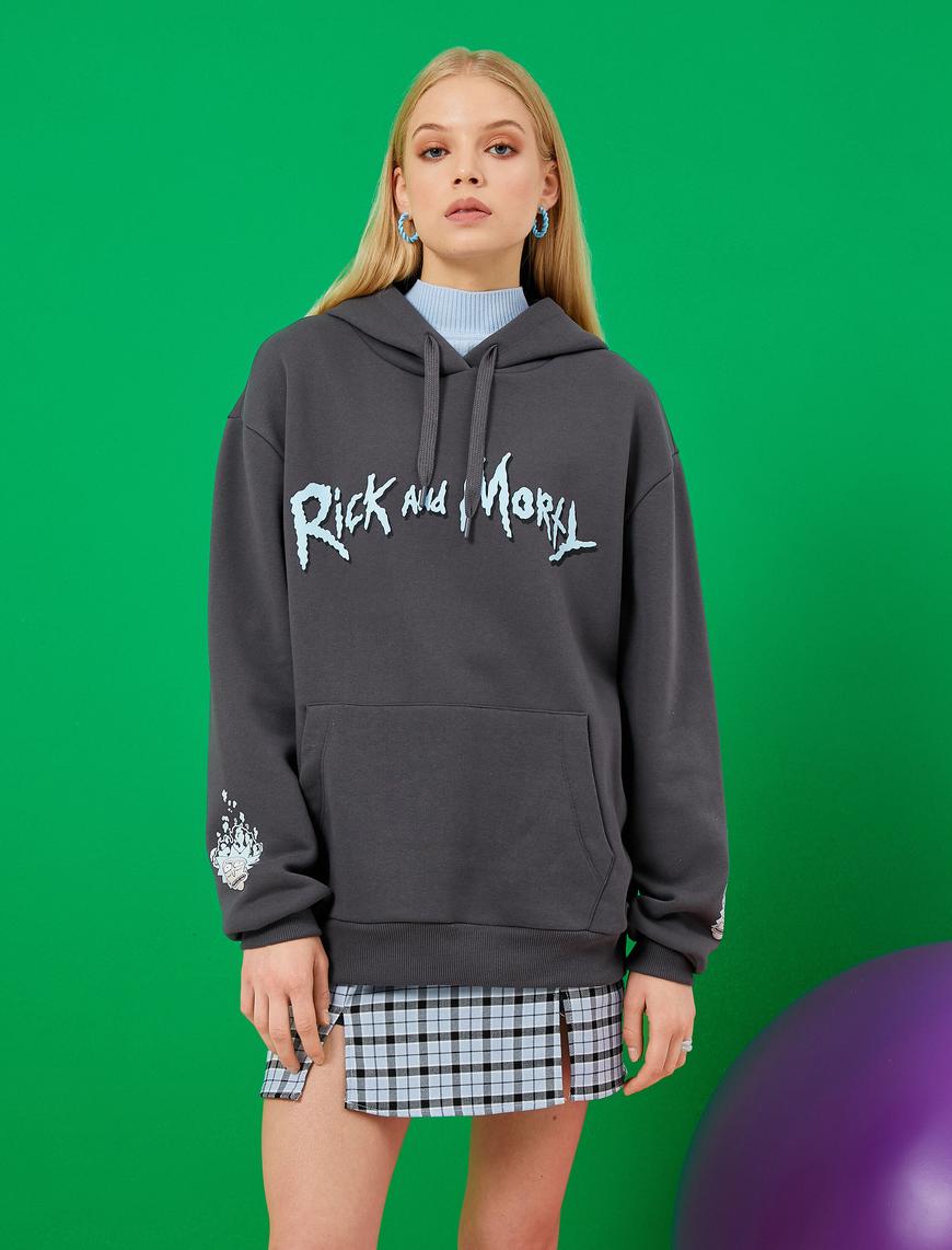   Oversize Sweatshirt Rick and Morty Lisanslı İçi Polarlı