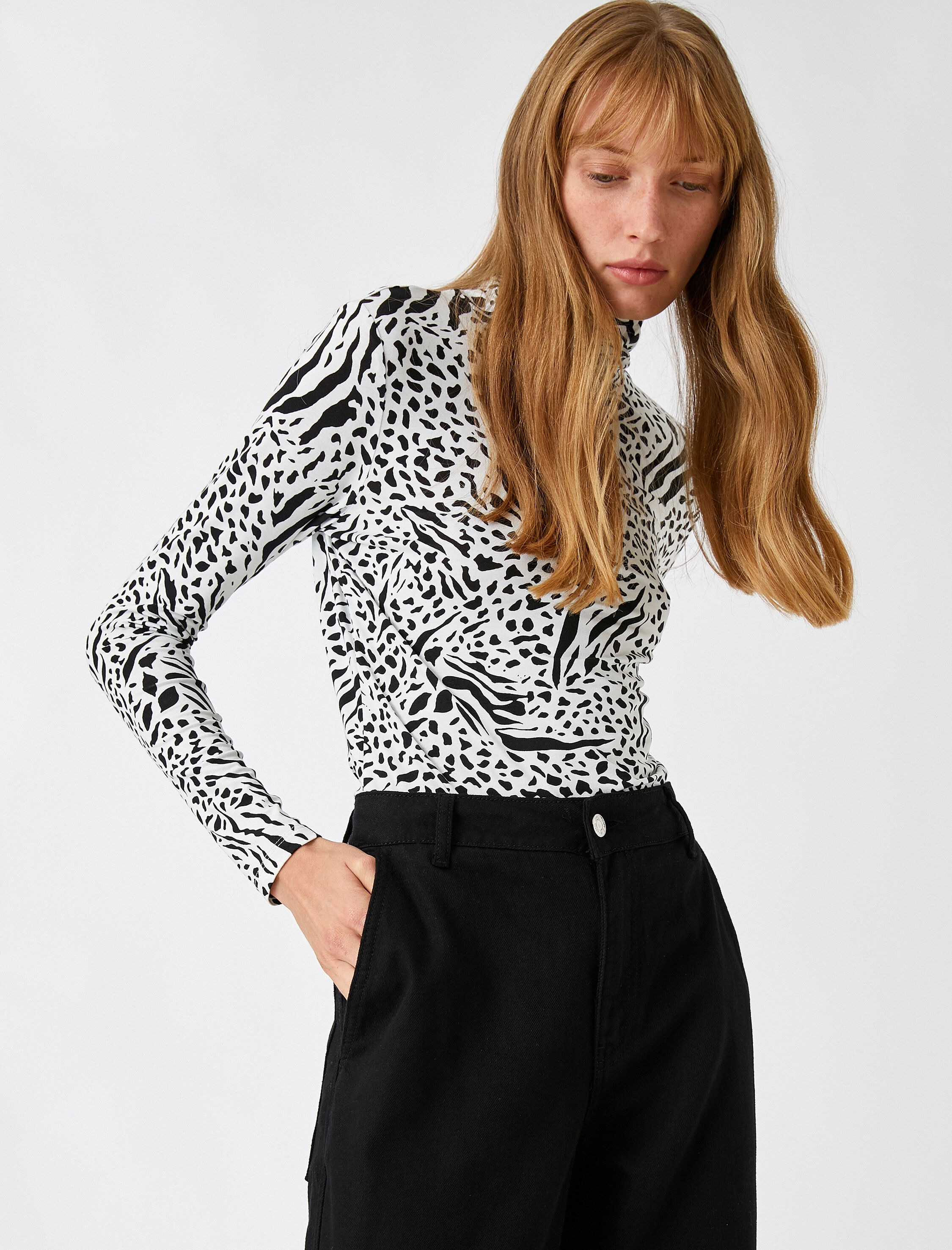   Zebra Desenli Uzun Kollu Tişört