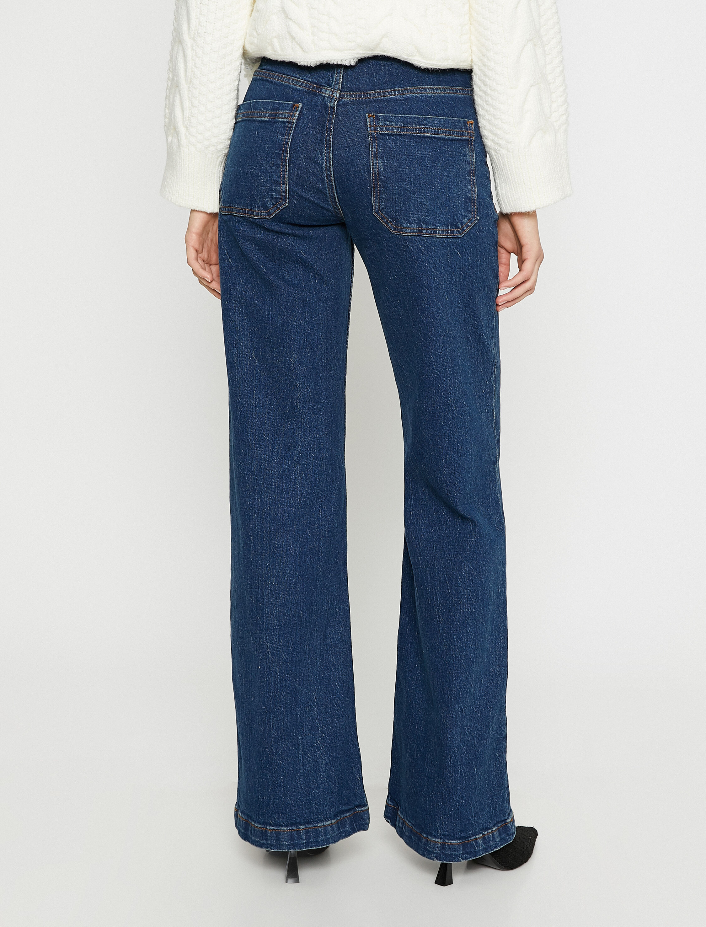   Geniş Paça Kot Pantolon Cep Detaylı