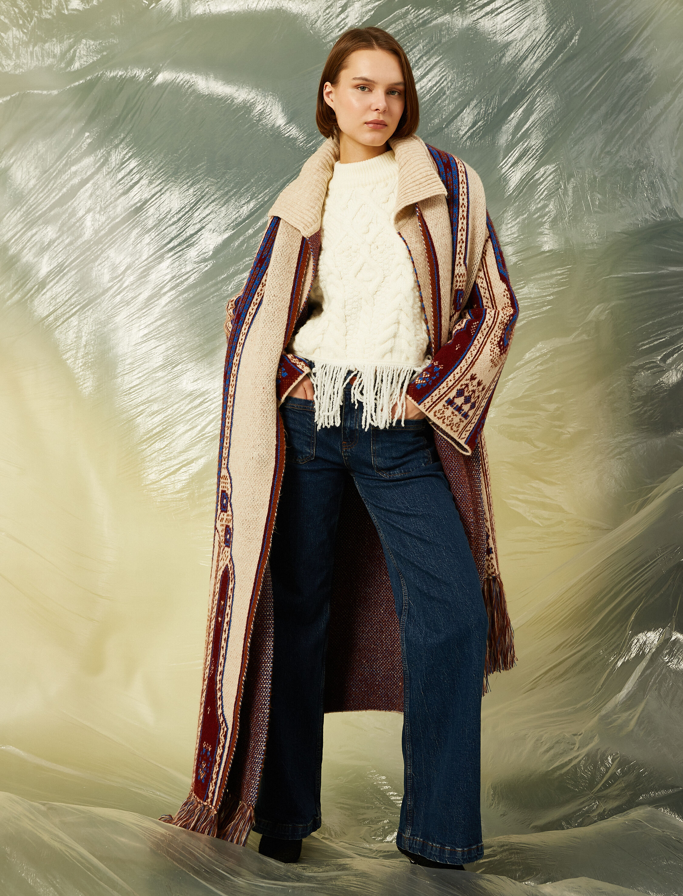   Geniş Paça Kot Pantolon Cep Detaylı