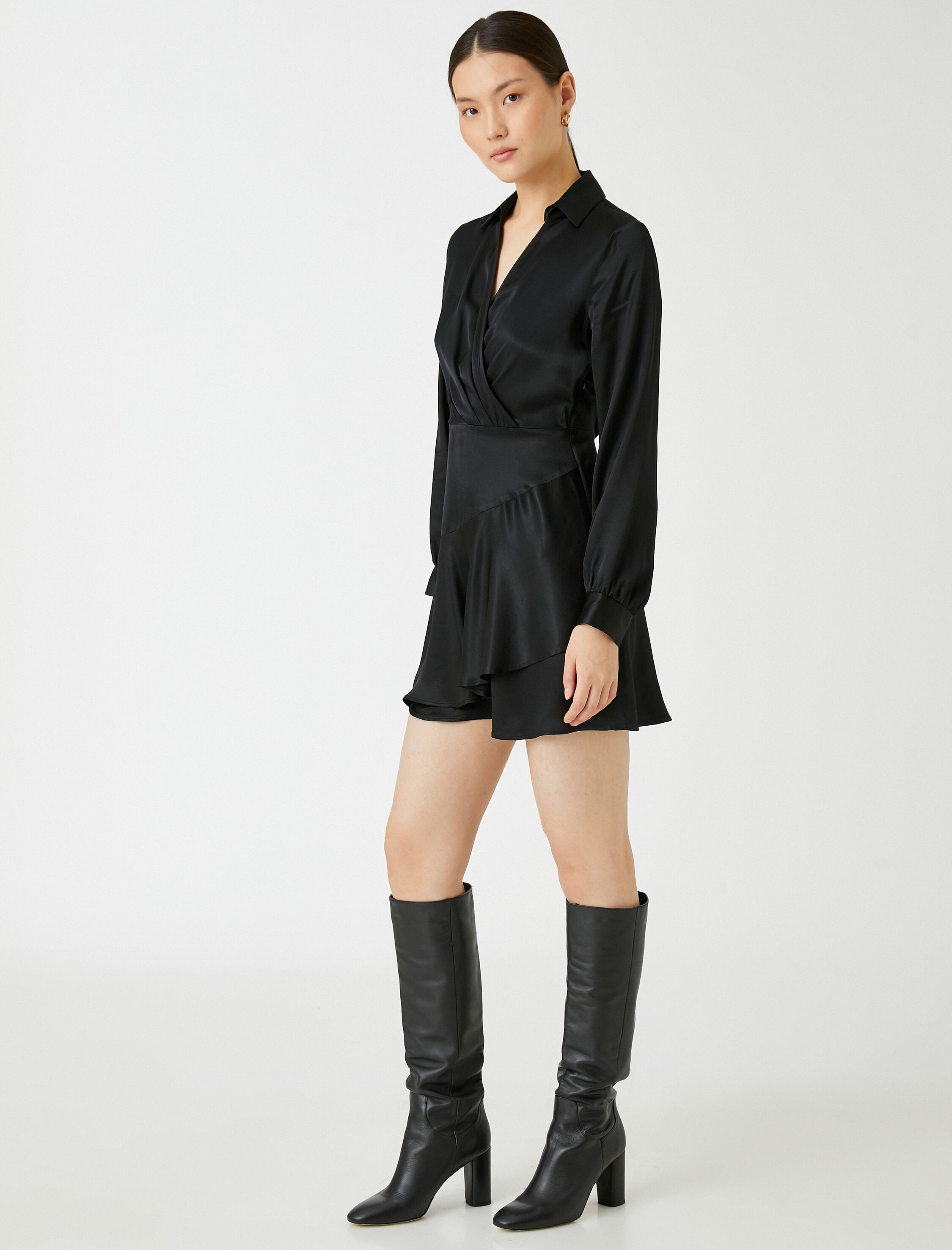   Saten Anvelop Mini Elbise