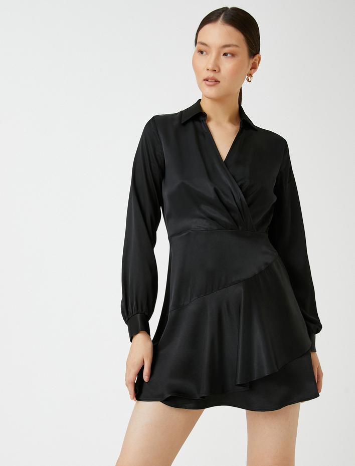  Saten Anvelop Mini Elbise