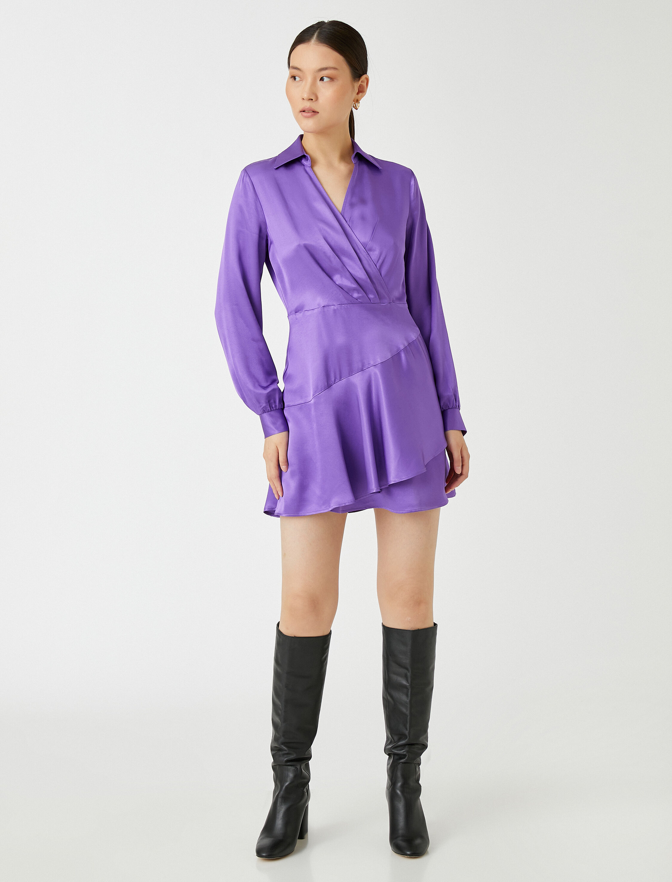   Saten Anvelop Mini Elbise