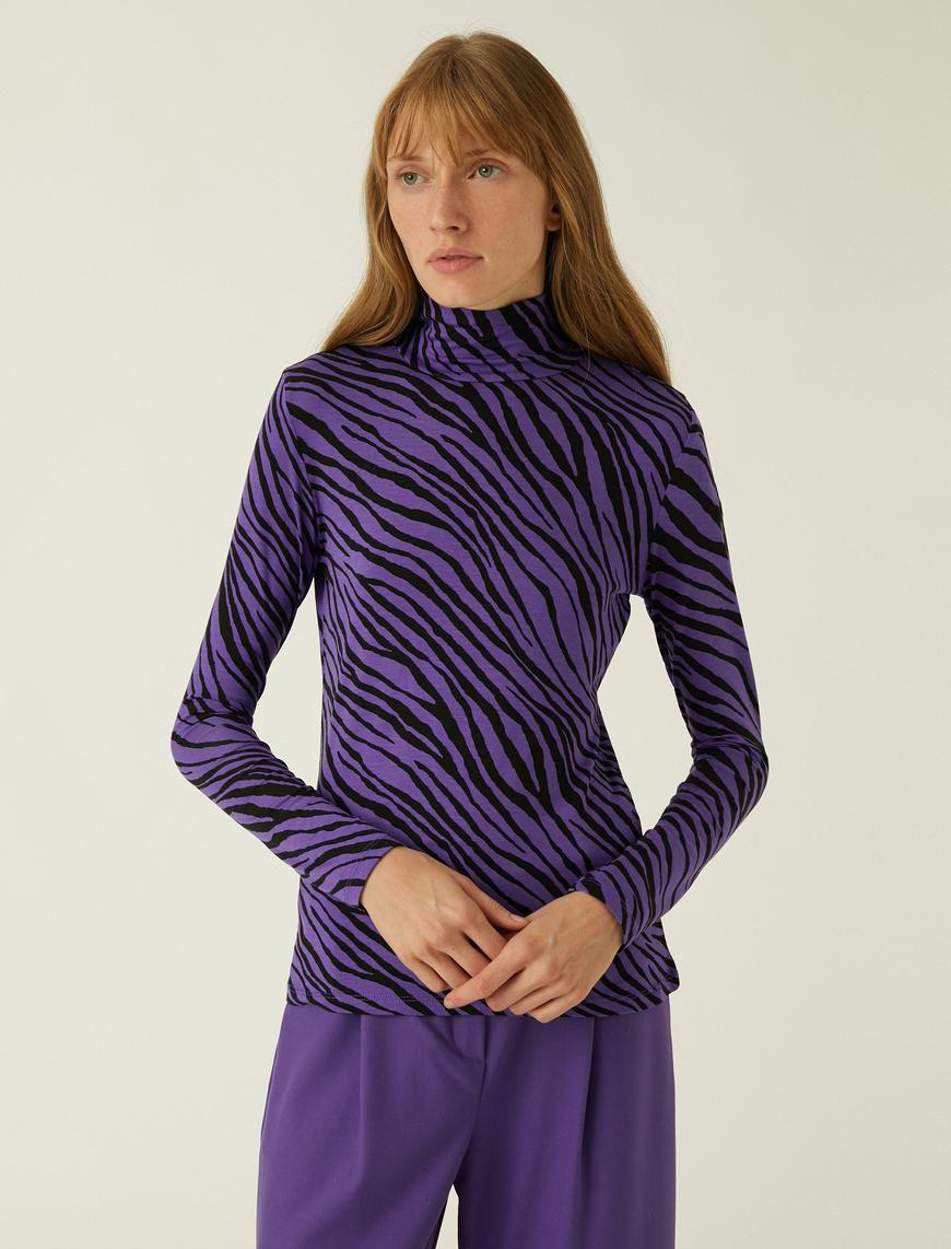   Zebra Desenli Uzun Kollu Tişört