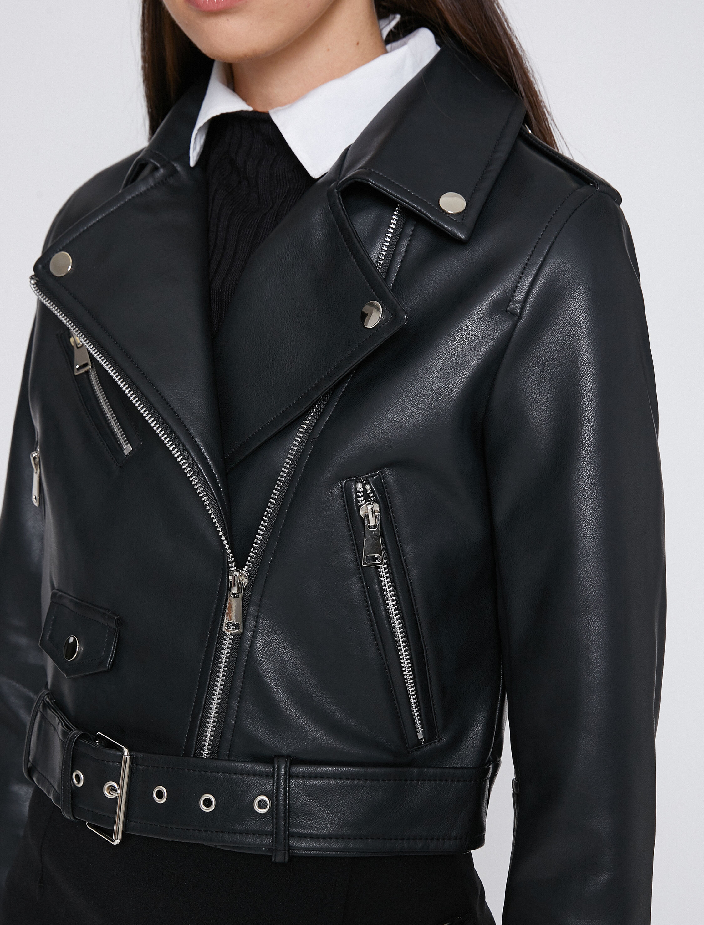   Suni Deri Biker Ceket