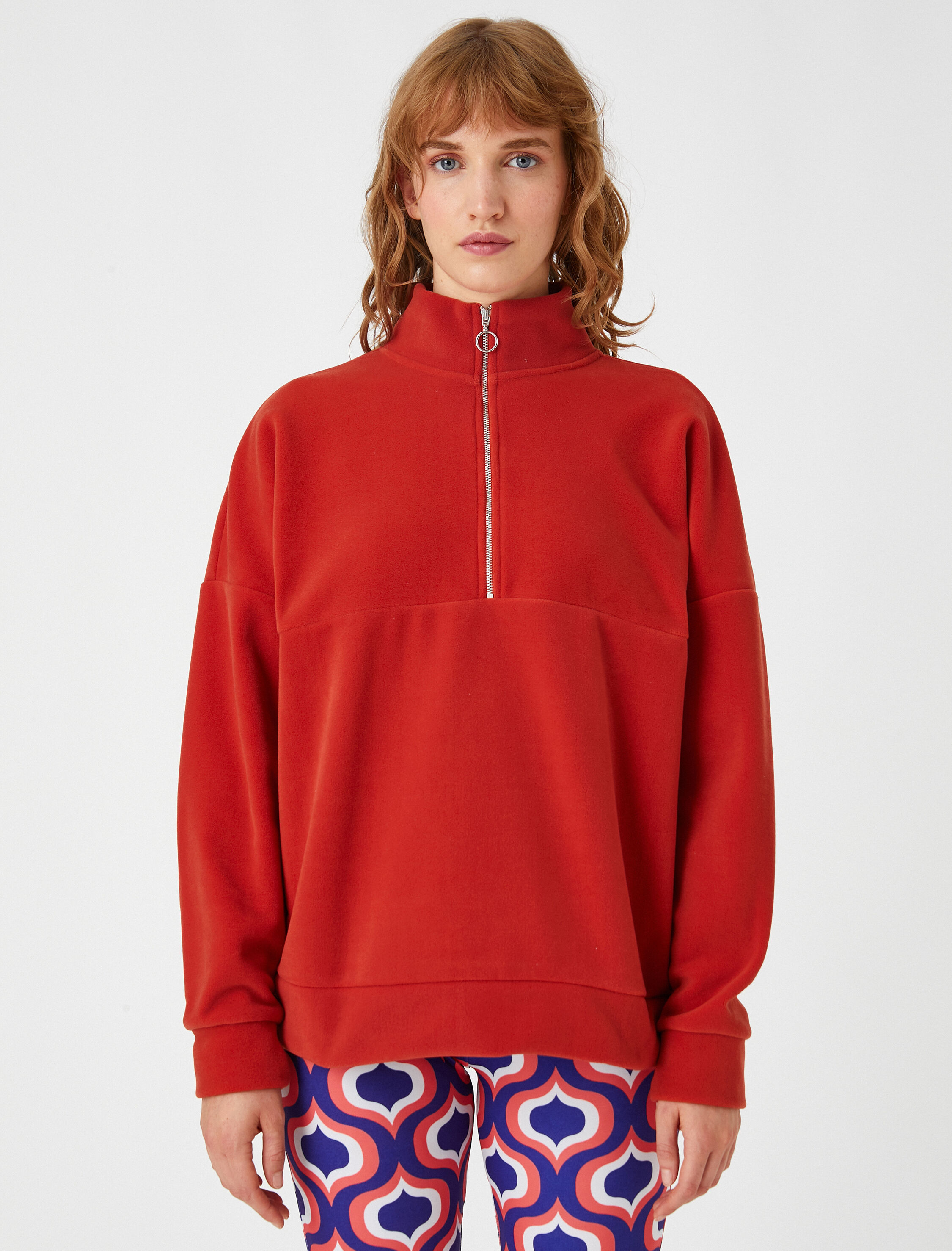   Polar Sweatshirt Fermuarlı Dik Yaka