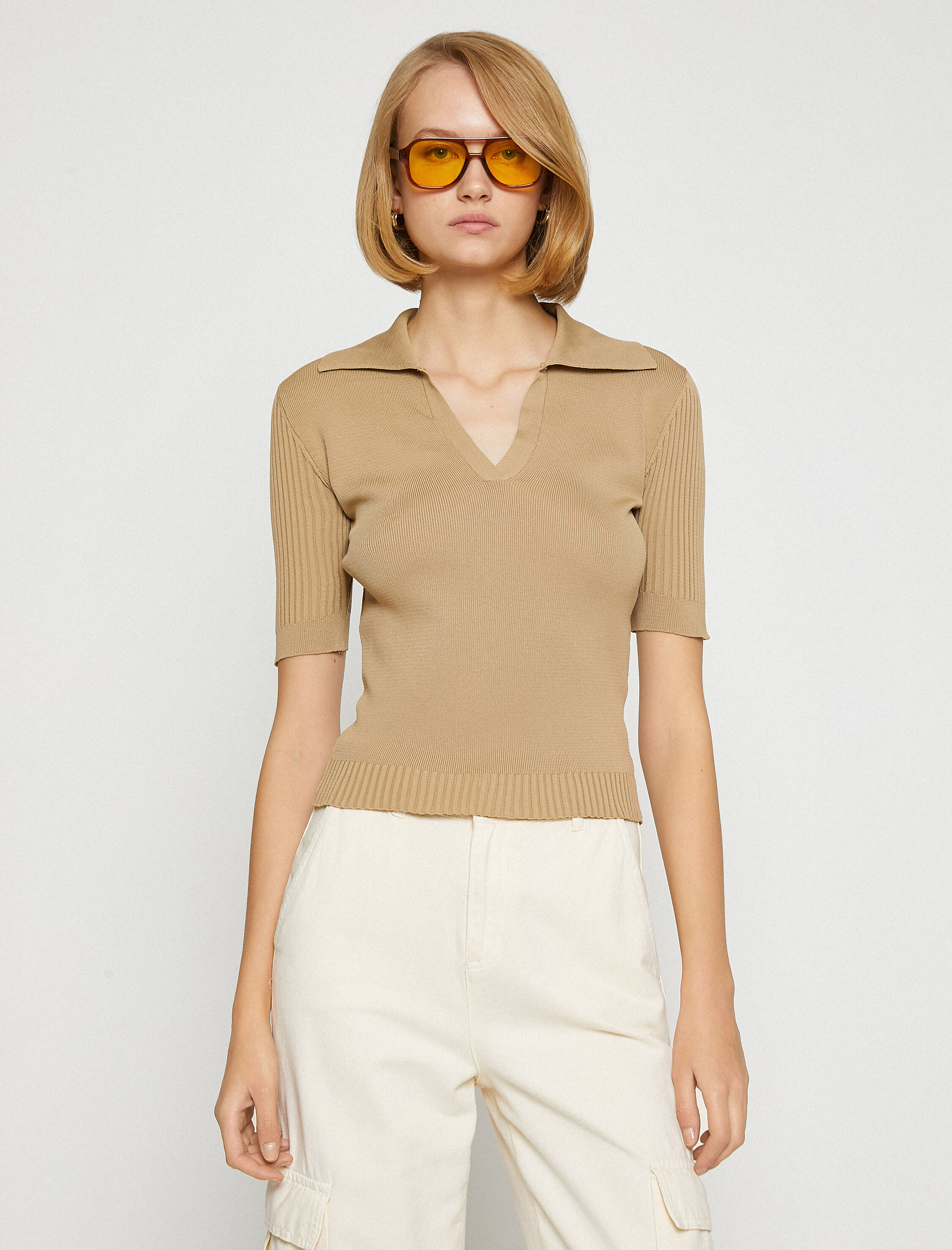   Triko Kazak Polo Yaka Kısa Kollu