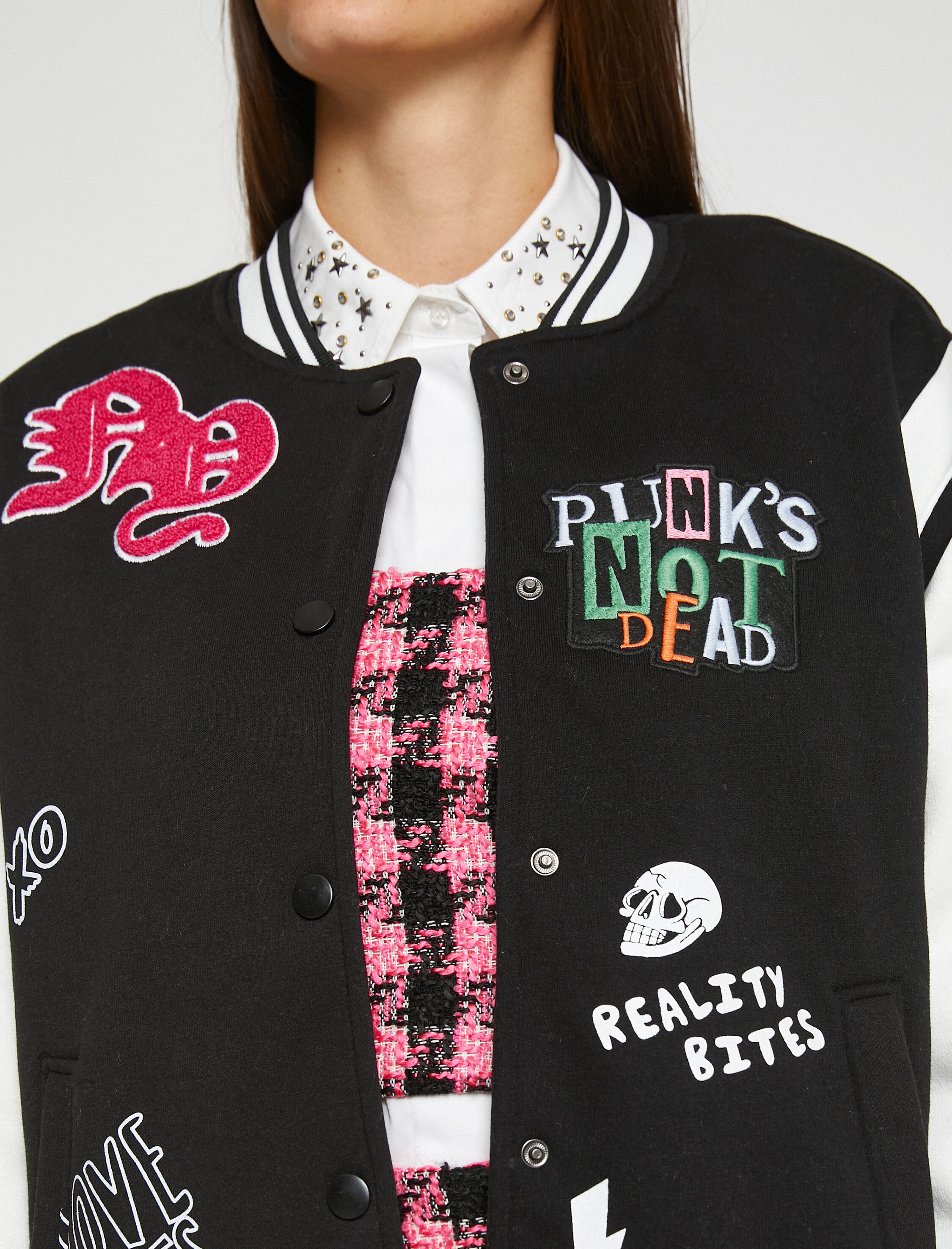   Oversize Pilot Ceket Aplikeli Baskılı İçi Polarlı