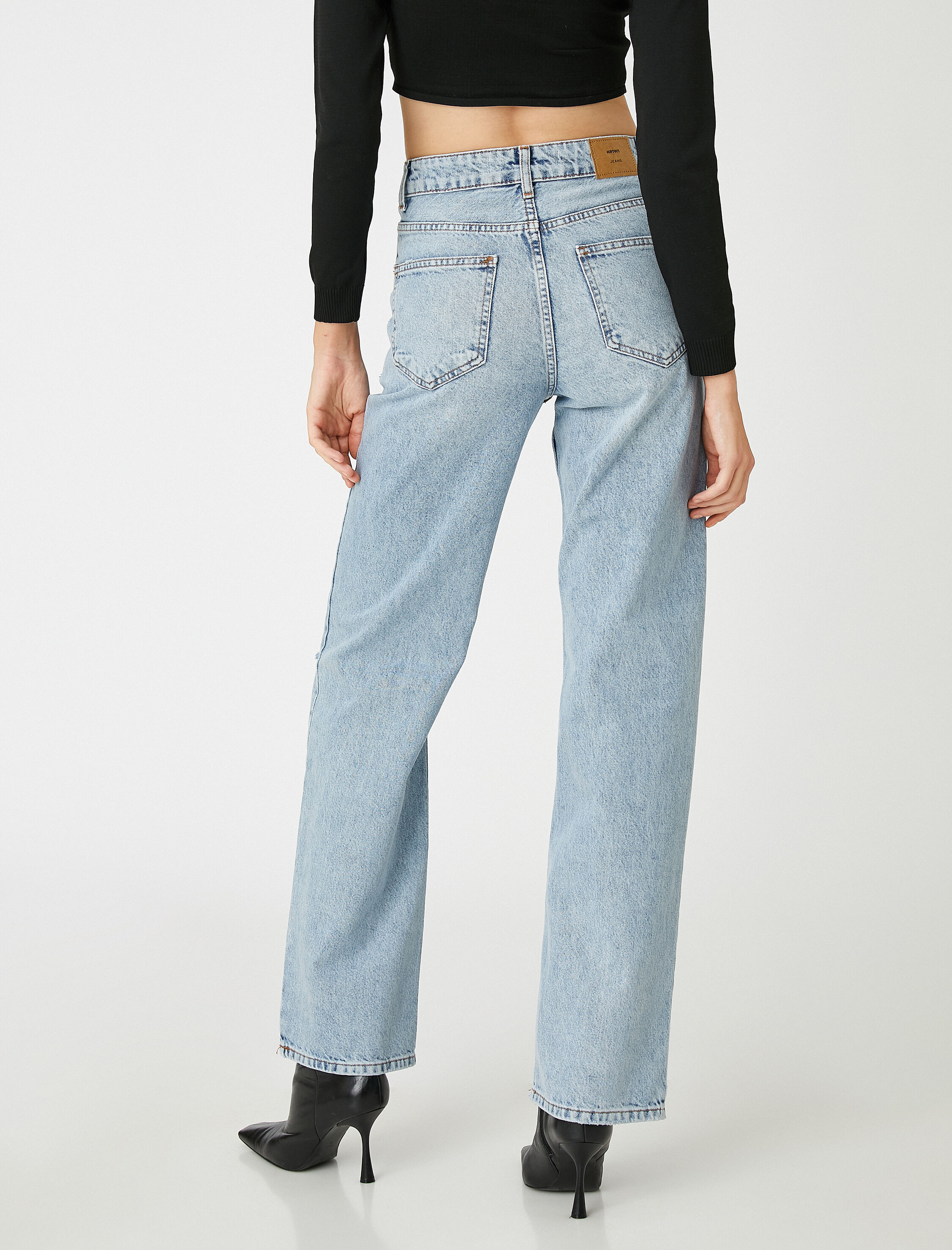   Yüksek Bel Kot Pantolon Düz Paça - Nora Jean