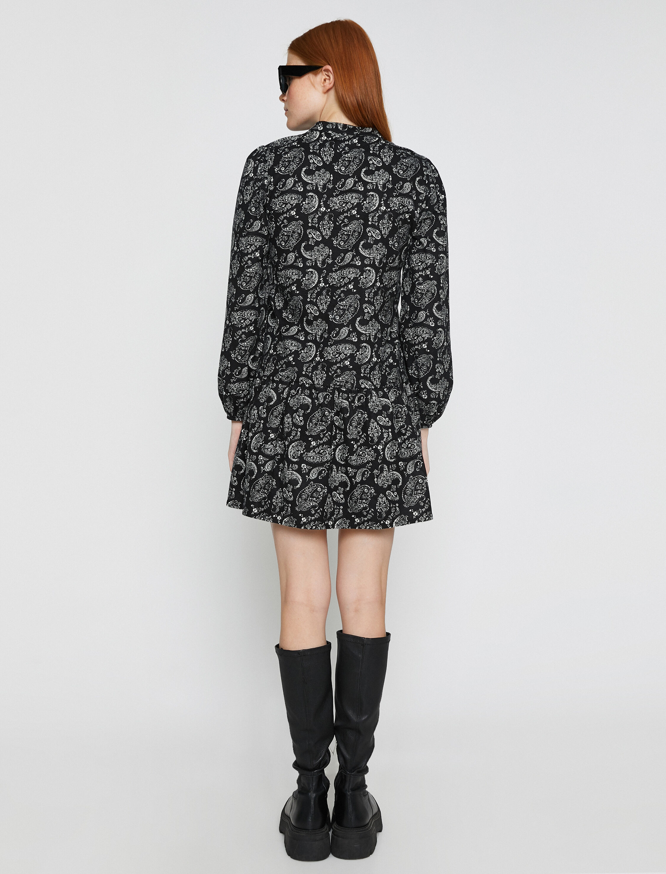   Pamuklu Elbise Gömlek Yaka Uzun Kollu