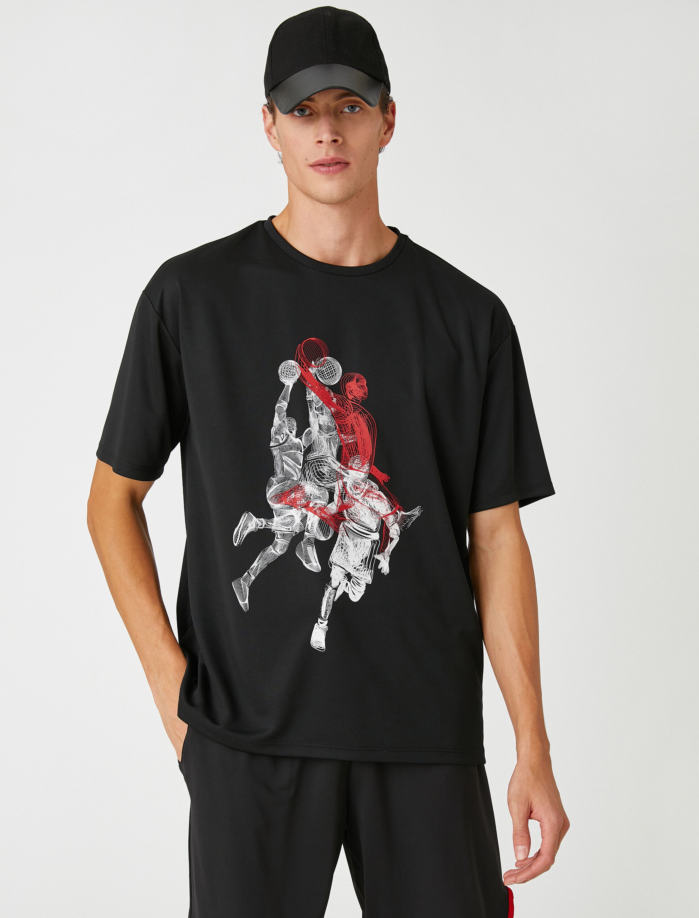   Basketbol Baskılı Tişört Bisiklet Yaka