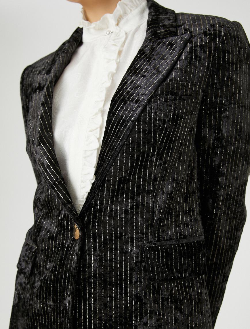   Melis Ağazat X Koton - Pırıltılı Kadife Blazer Ceket
