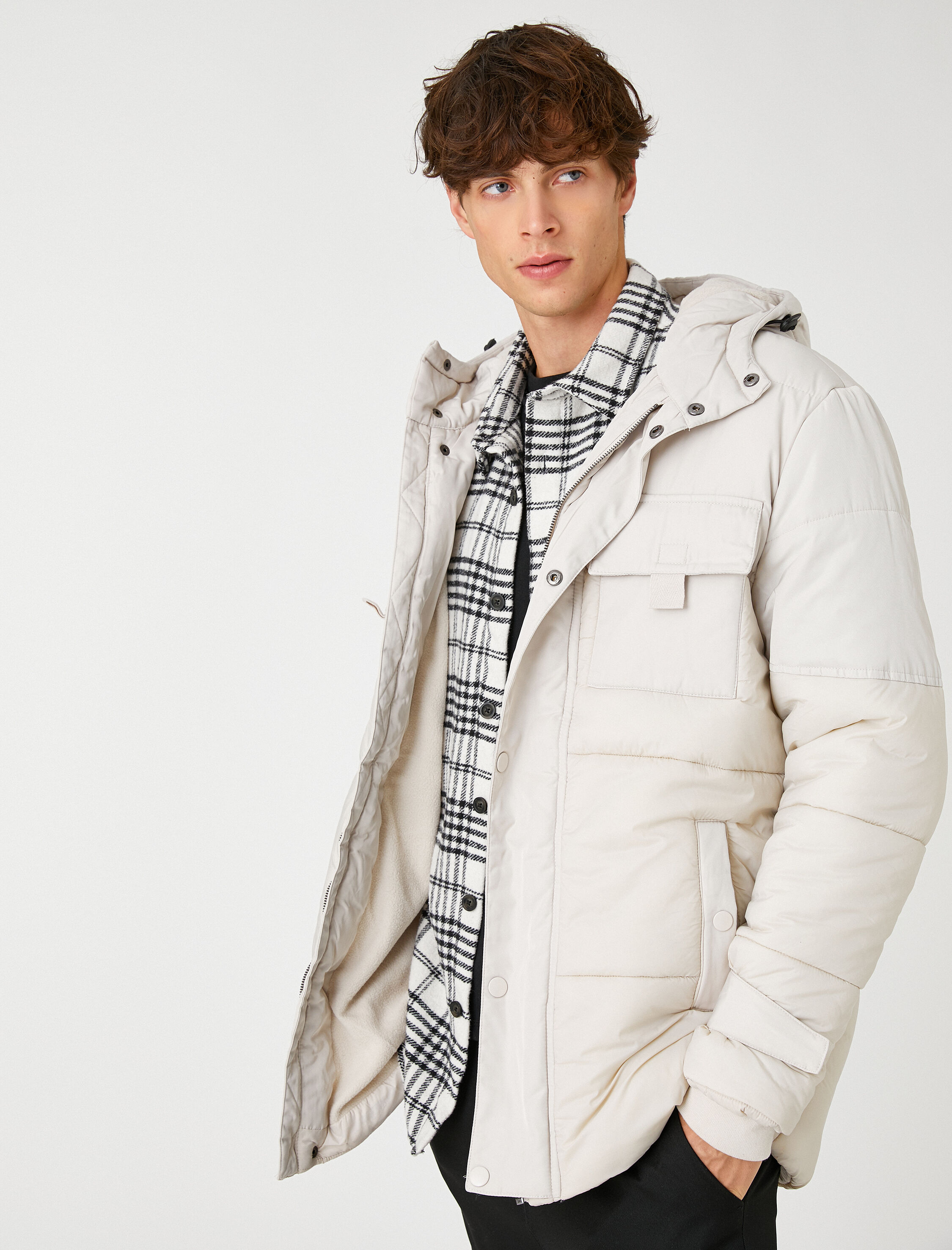   Anorak Şişme Mont Kapşonlu Cep Detaylı Su Geçirmez