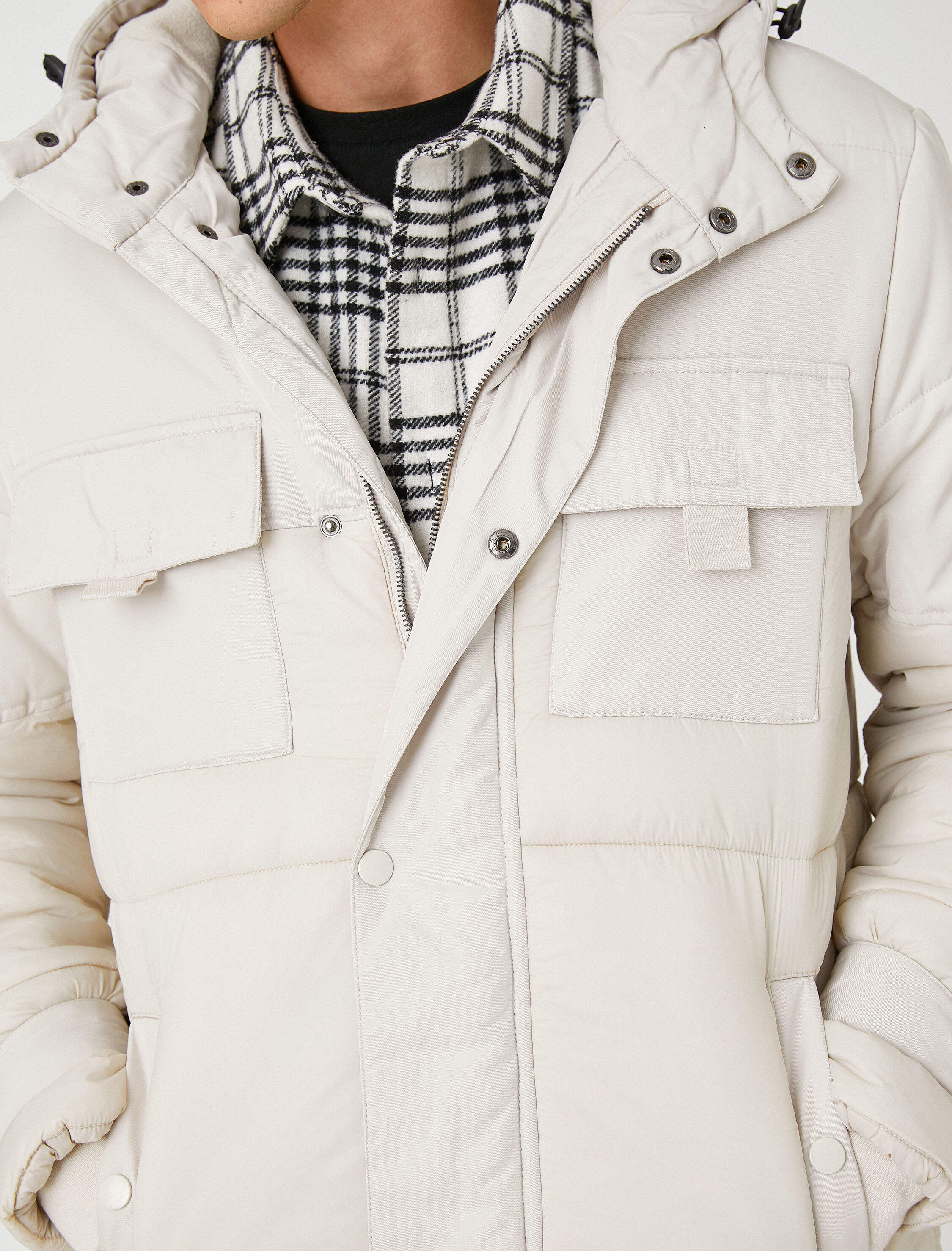   Anorak Şişme Mont Kapşonlu Cep Detaylı Su Geçirmez