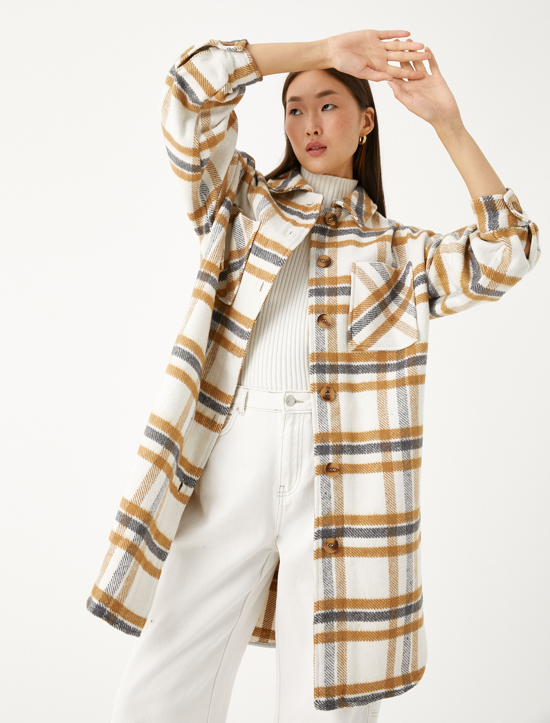   Oversize Gömlek Ceket Cep Detaylı