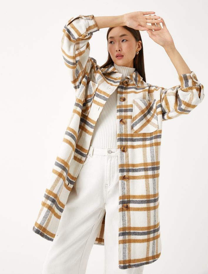  Oversize Gömlek Ceket Cep Detaylı