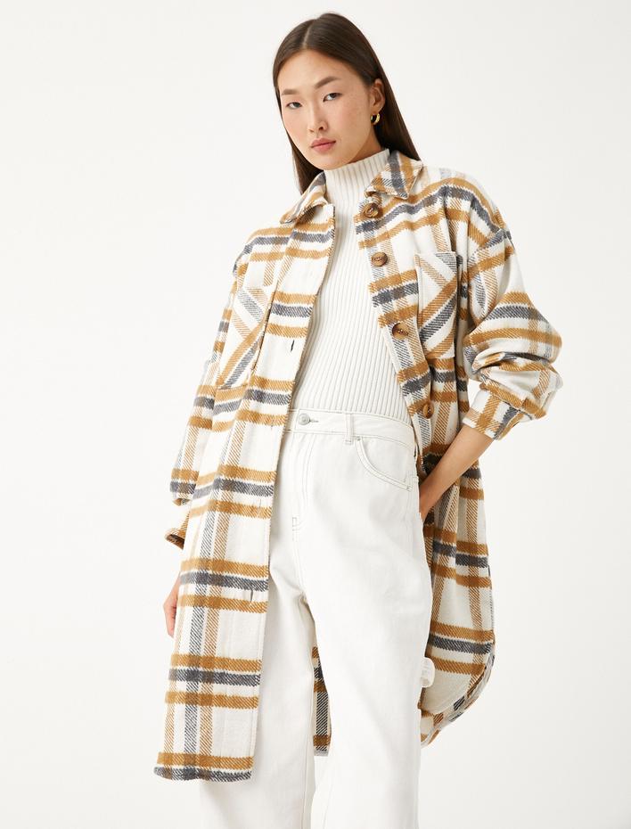  Oversize Gömlek Ceket Cep Detaylı