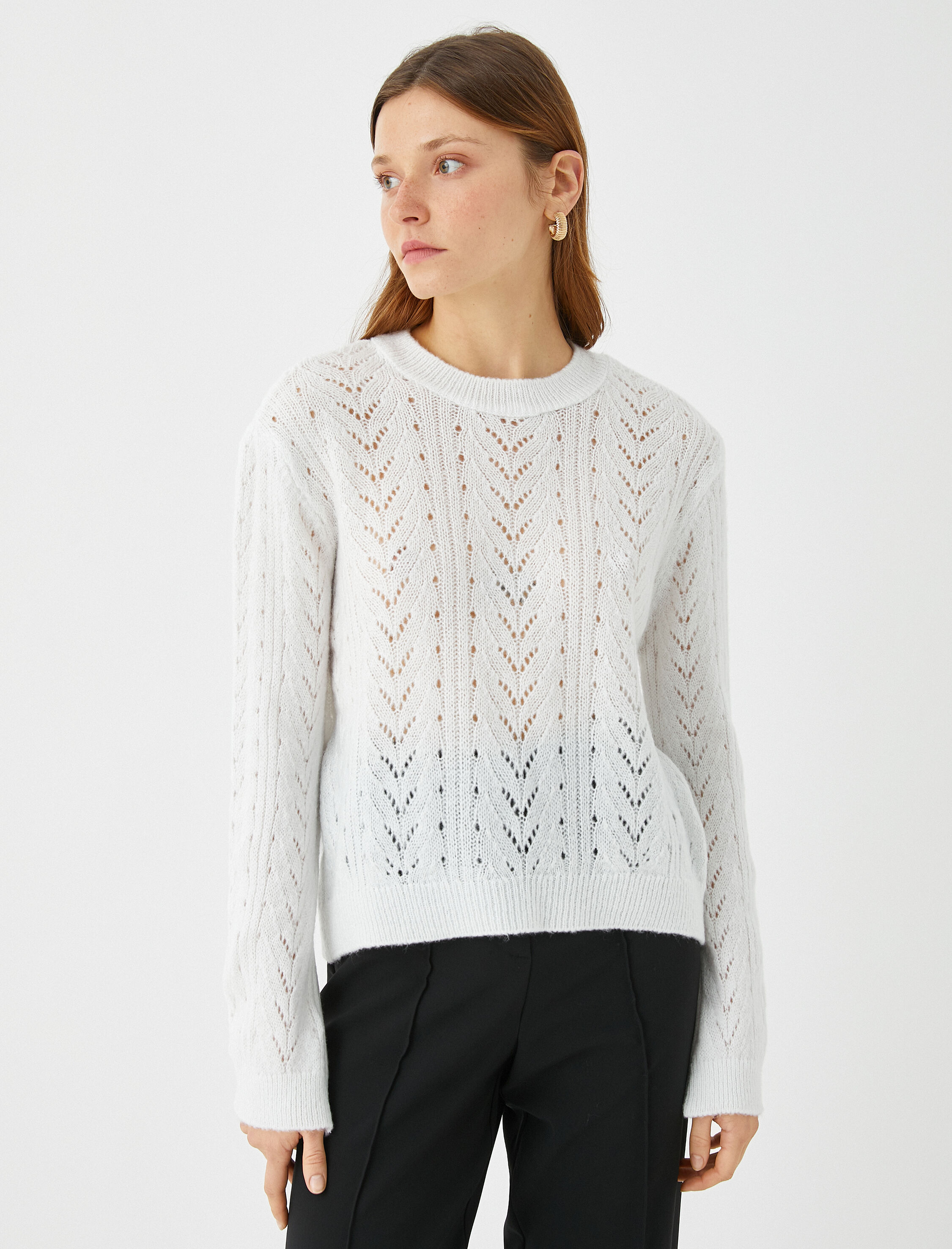   Örgü Kazak Bisiklet Yaka Uzun Kollu