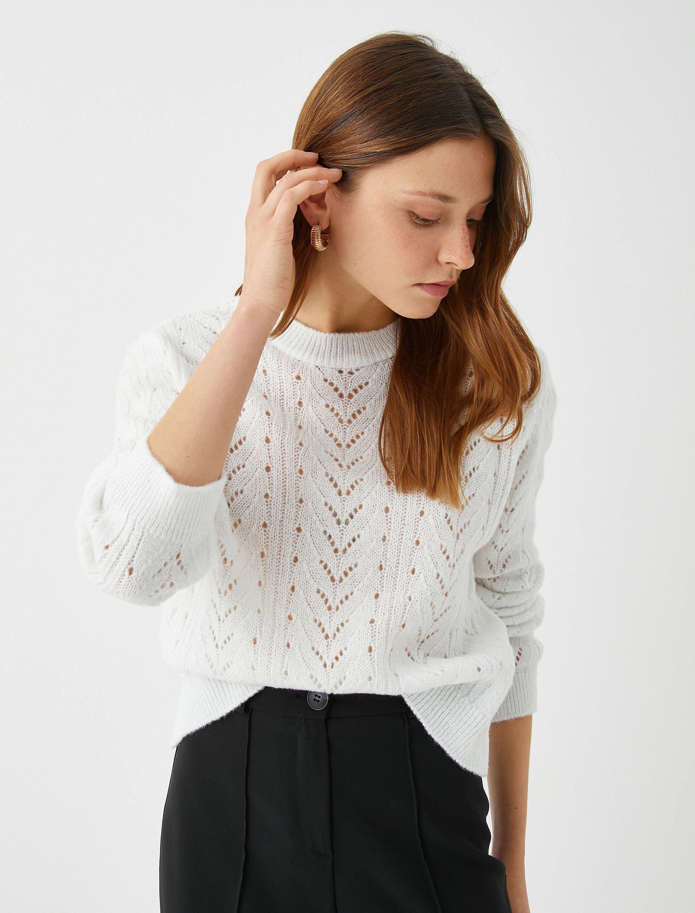   Örgü Kazak Bisiklet Yaka Uzun Kollu