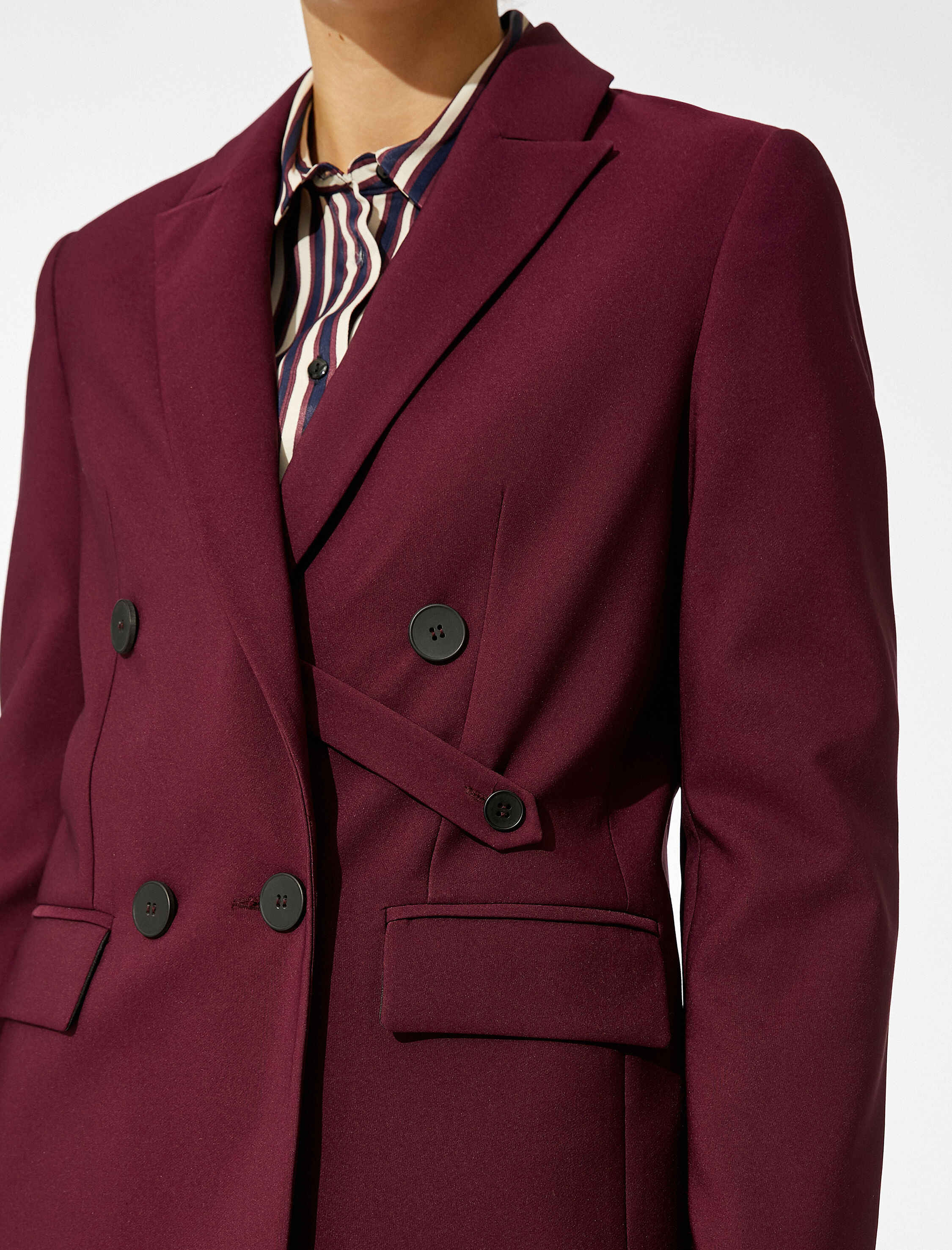 Düğme Detaylı Kruvaze Blazer Ceket