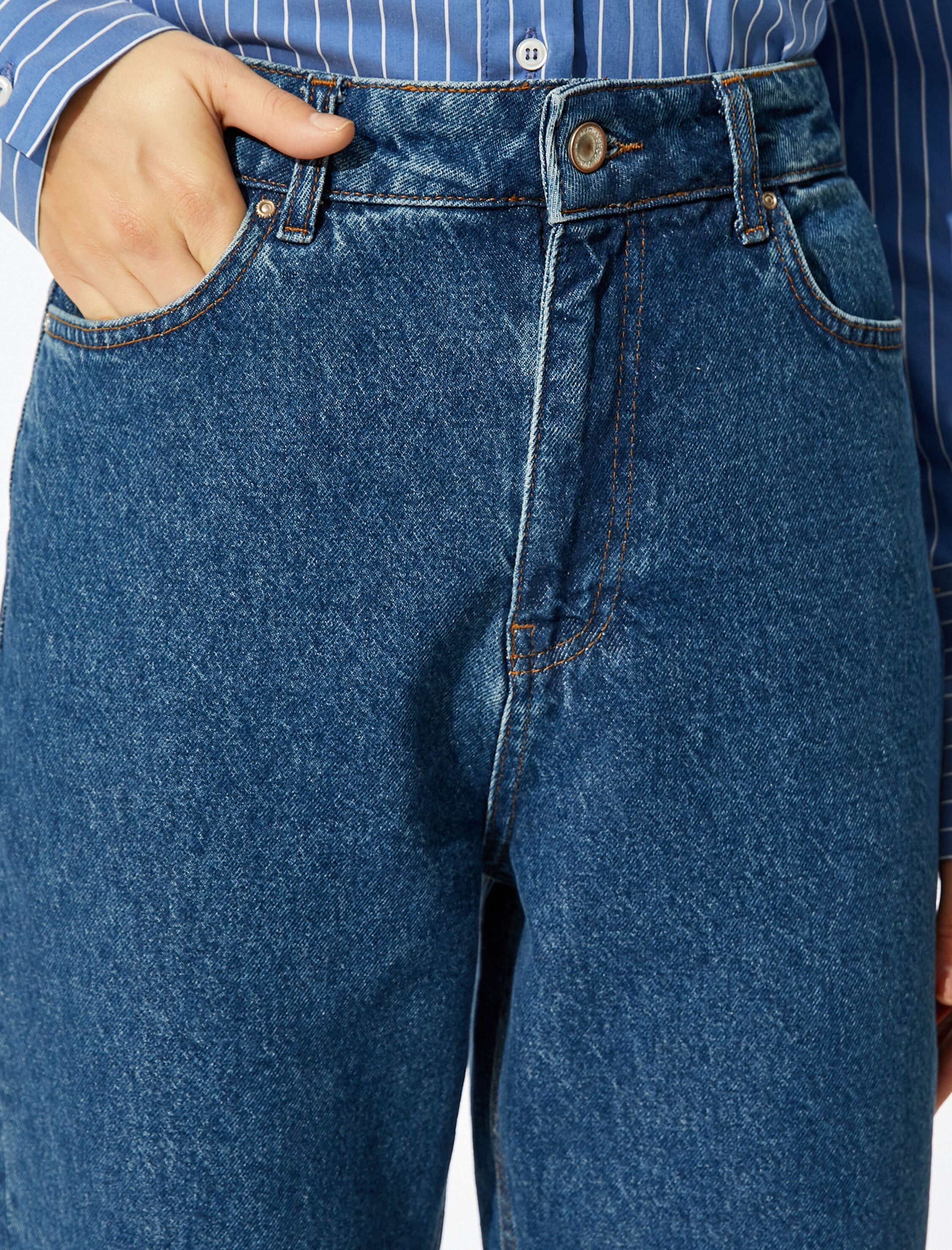   Yüksek Bel Hafif Dar Paça Kot Pantolon