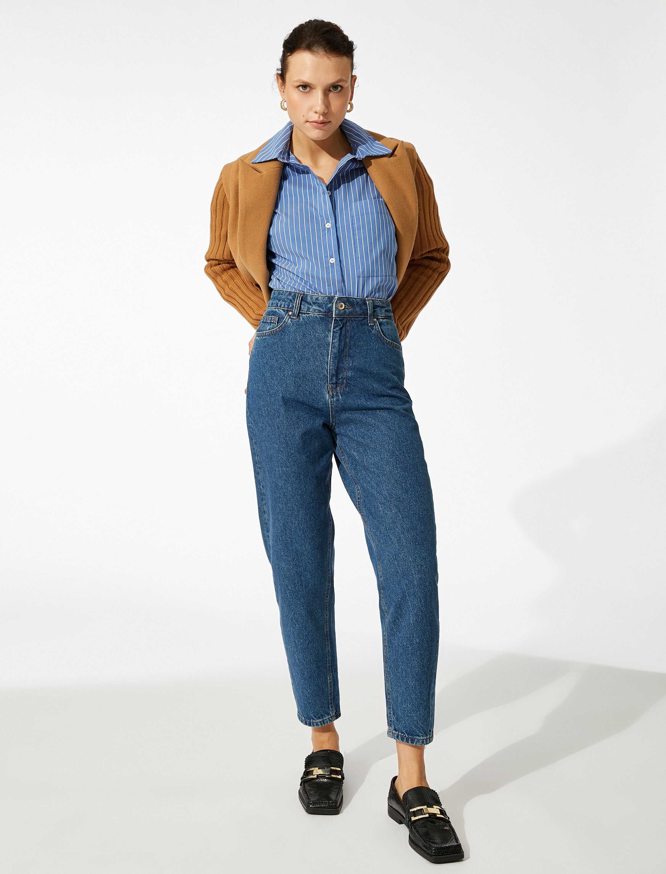   Yüksek Bel Hafif Dar Paça Kot Pantolon