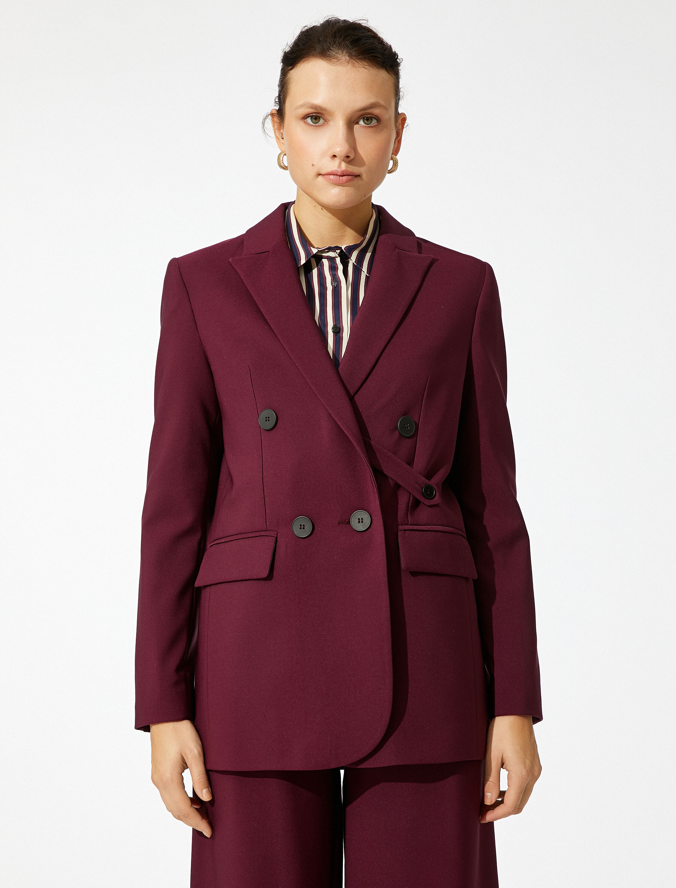 Düğme Detaylı Kruvaze Blazer Ceket