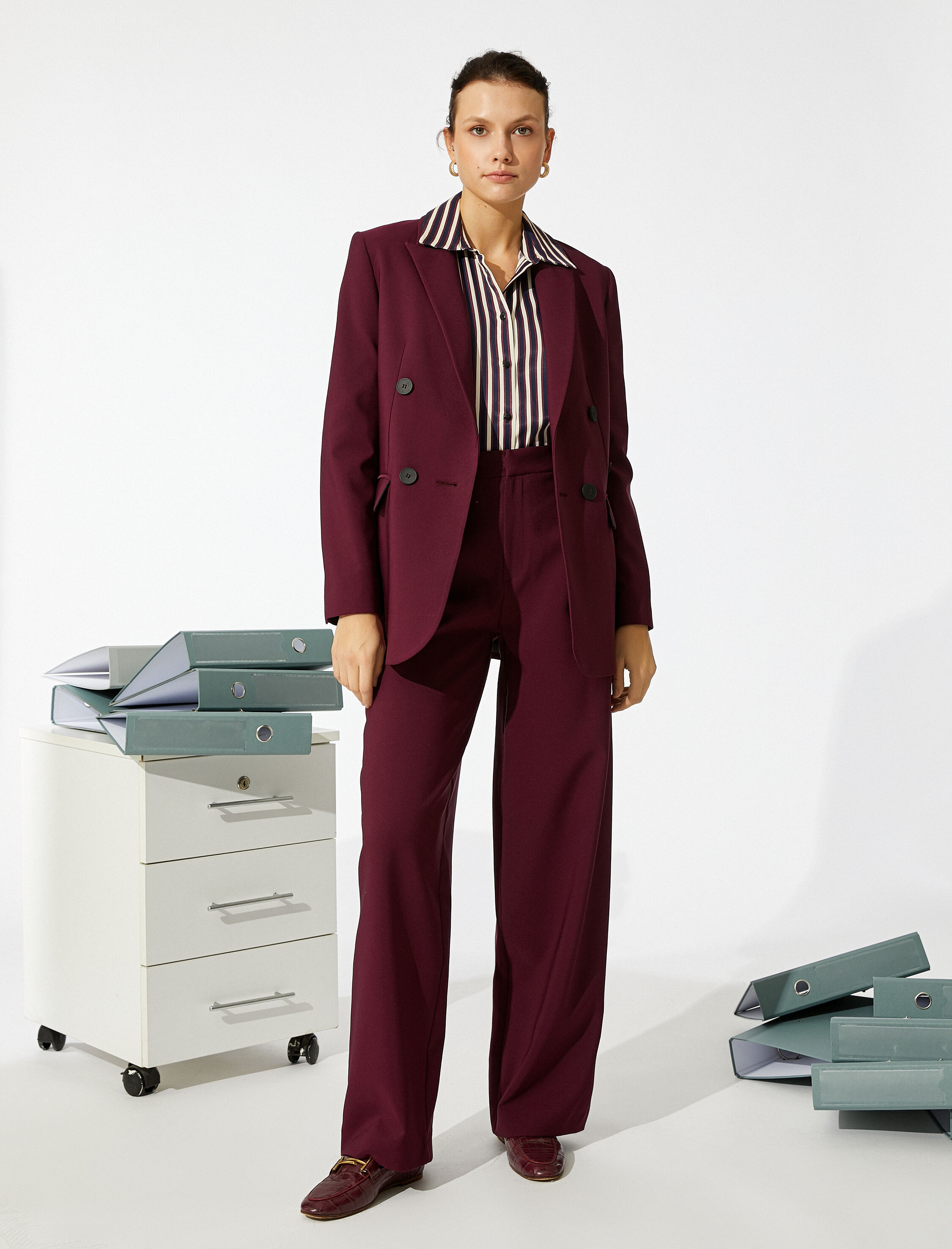 Düğme Detaylı Kruvaze Blazer Ceket