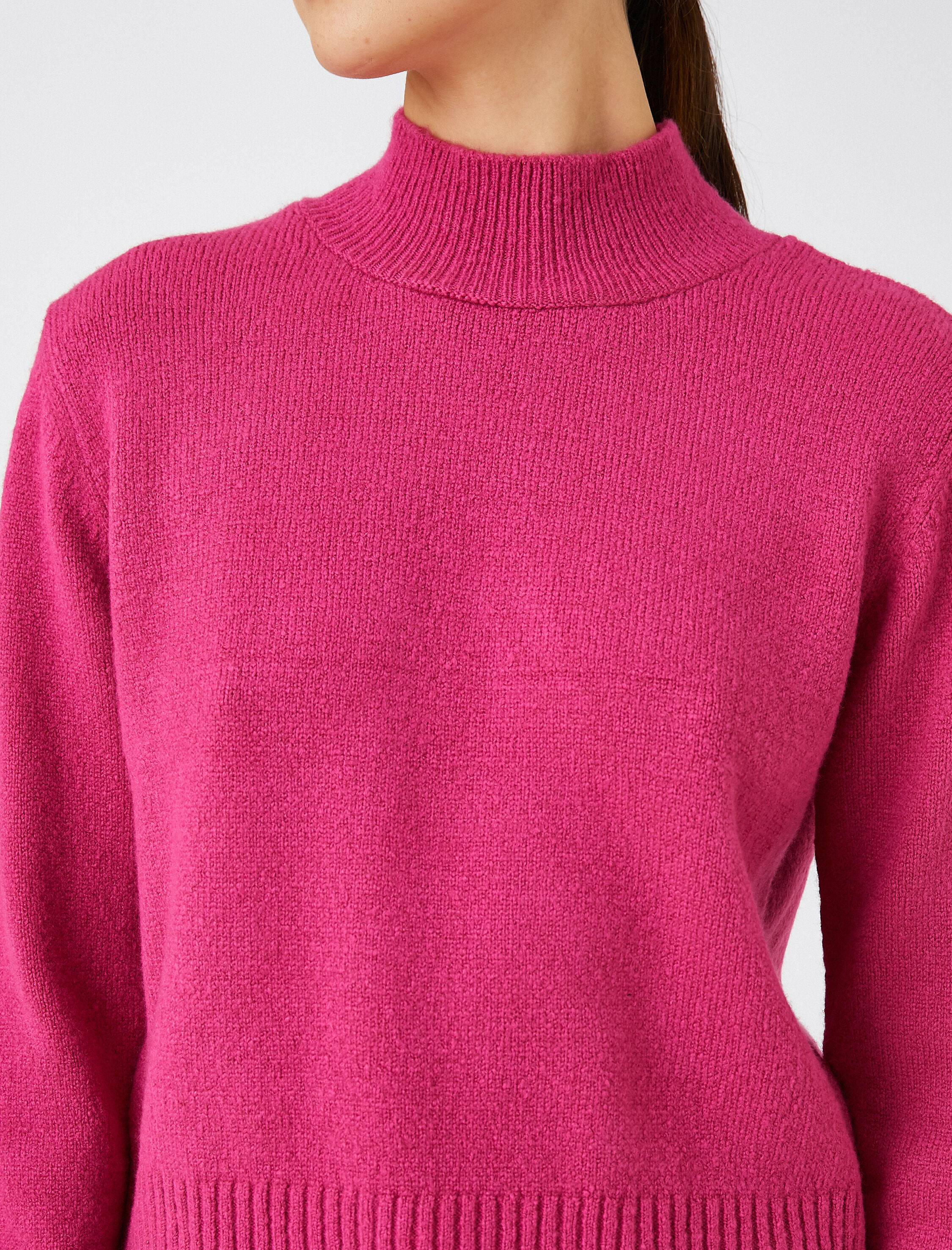 Dik Yaka Triko Kazak Ribana Detaylı