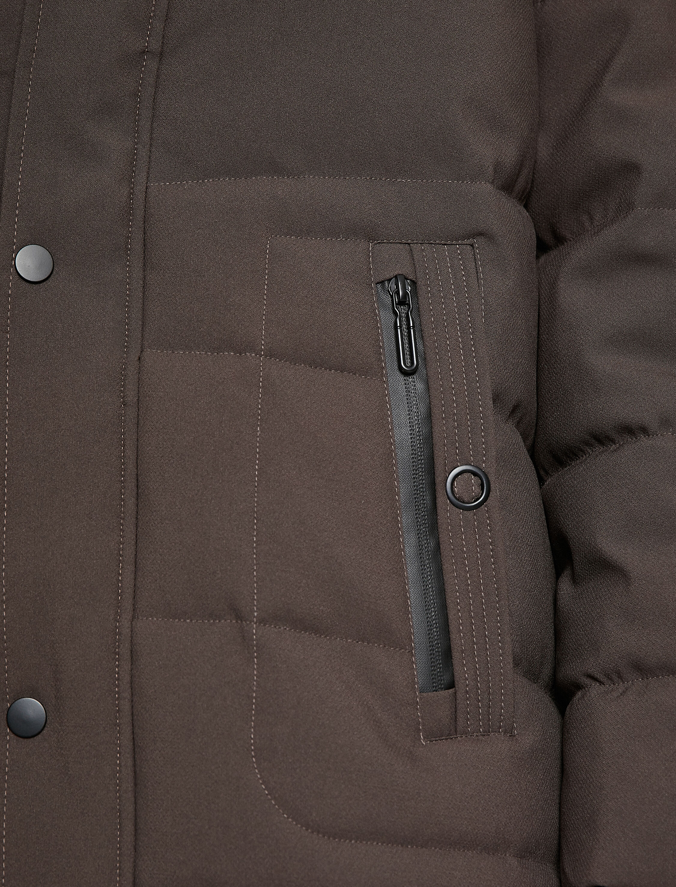   Kapşonlu Şişme Mont Anorak Cep Detaylı Fermuarlı Çıtçıtlı Su Geçirmez