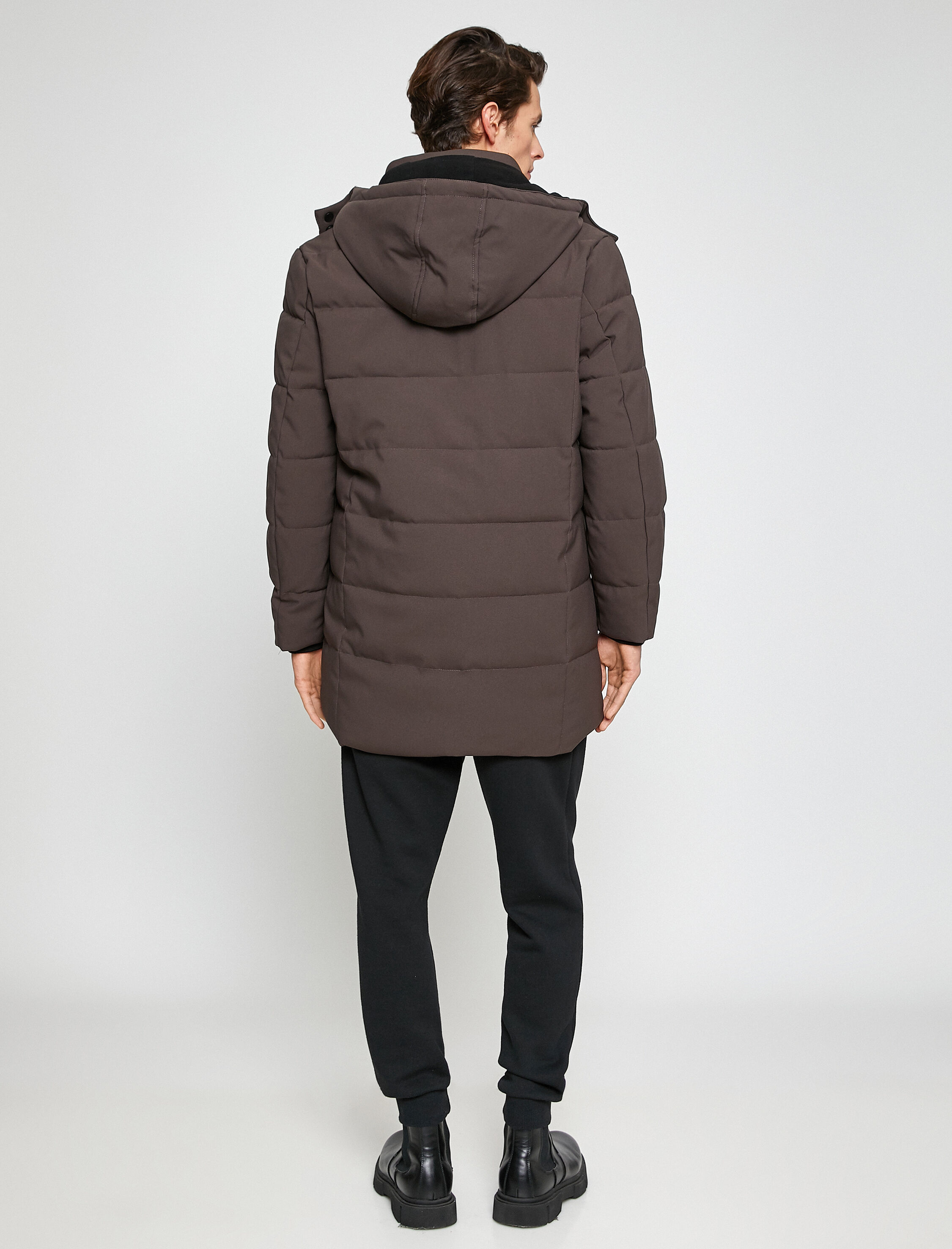   Kapşonlu Şişme Mont Anorak Cep Detaylı Fermuarlı Çıtçıtlı Su Geçirmez