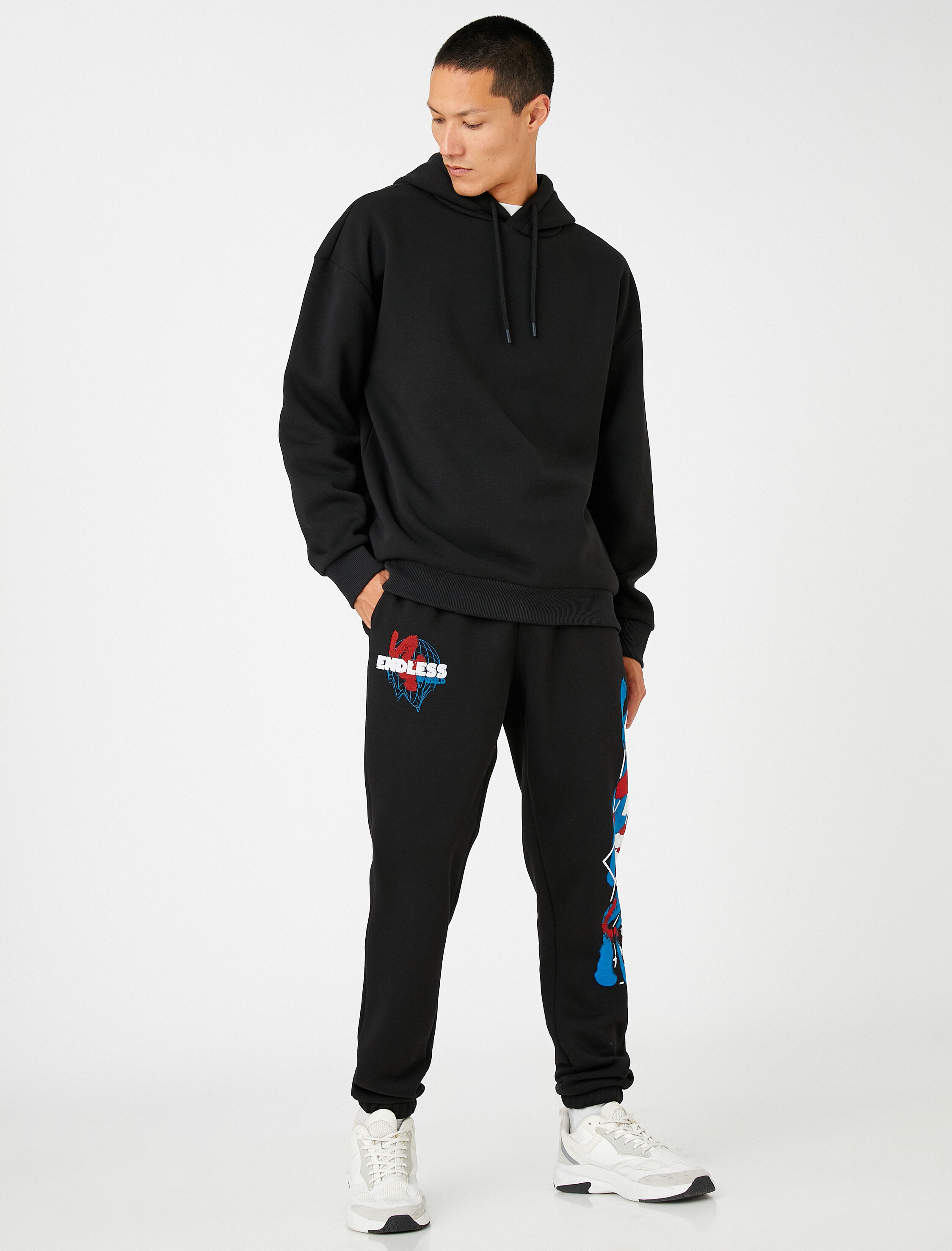   Basic Jogger Eşofman Altı Beli Bağcıklı Cepli Slogan Baskılı