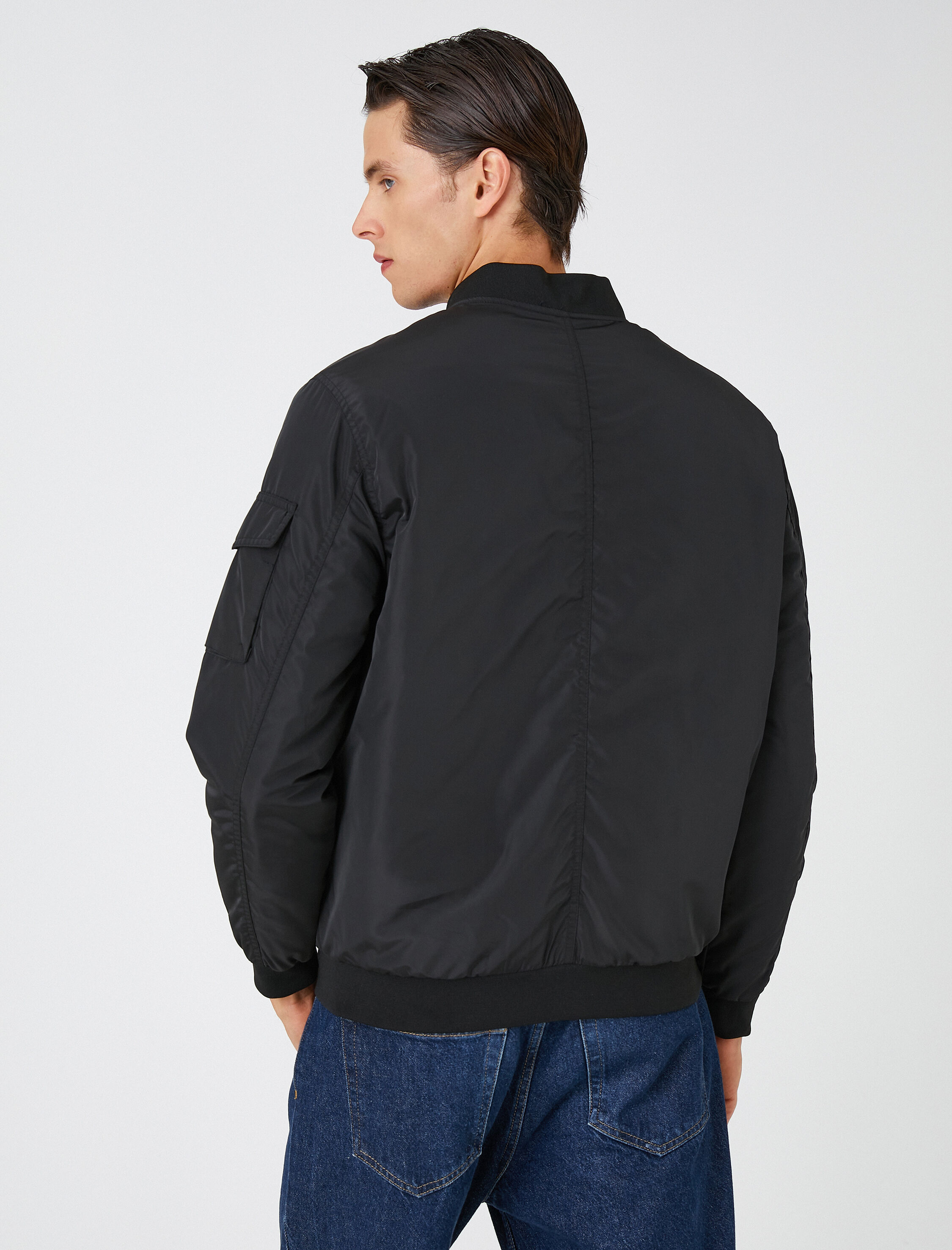   Basic Bomber Ceket Fermuarlı Çok Cepli Yuvarlak Yaka Su Geçirmez