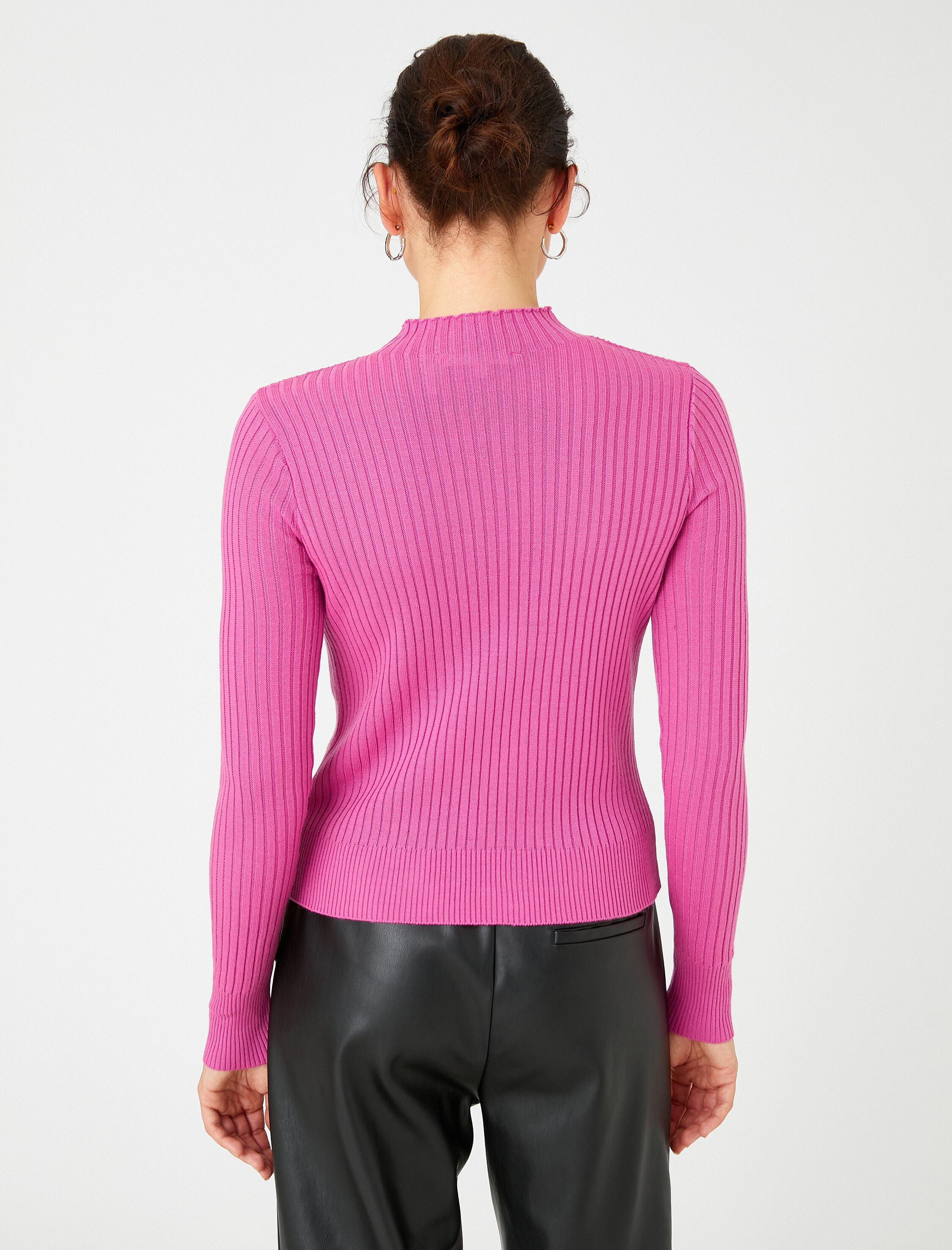 Örgü Kazak Dik Yaka Dar Kesim Kaşmir Dokulu