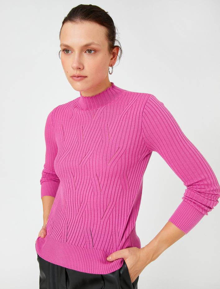  Örgü Kazak Dik Yaka Dar Kesim Kaşmir Dokulu