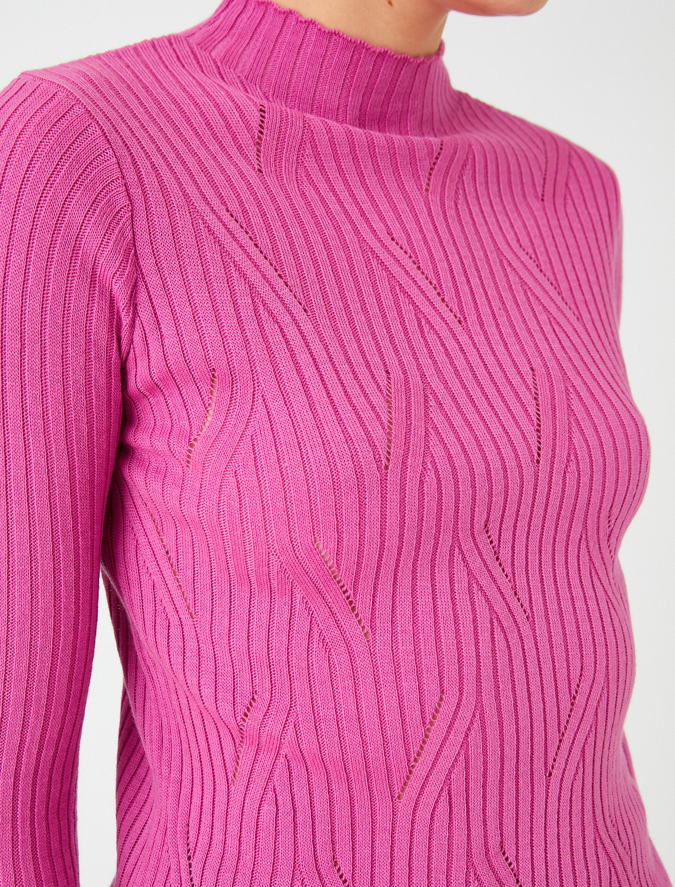 Örgü Kazak Dik Yaka Dar Kesim Kaşmir Dokulu