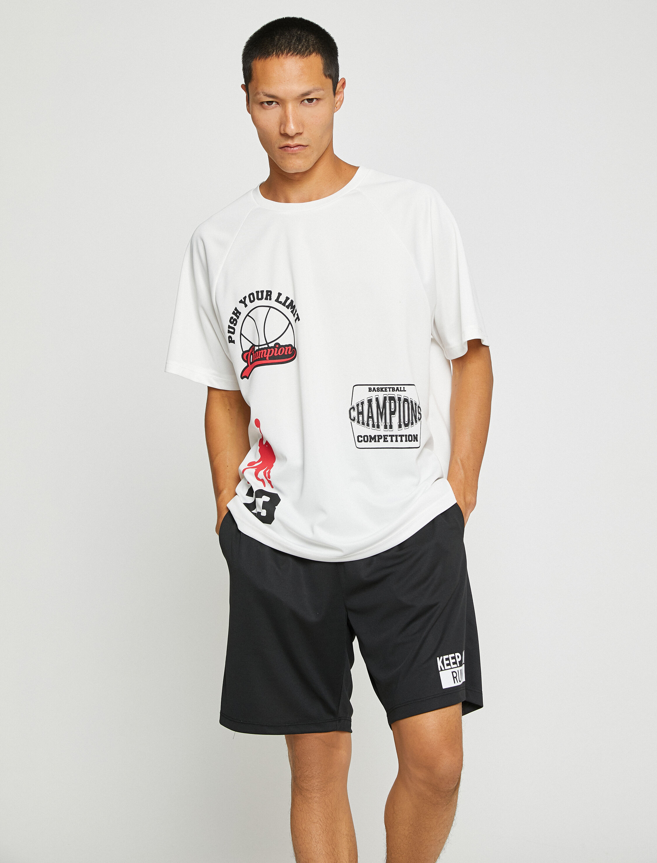   Basic Spor Tişört Basketbol Baskılı Bisiklet Yaka