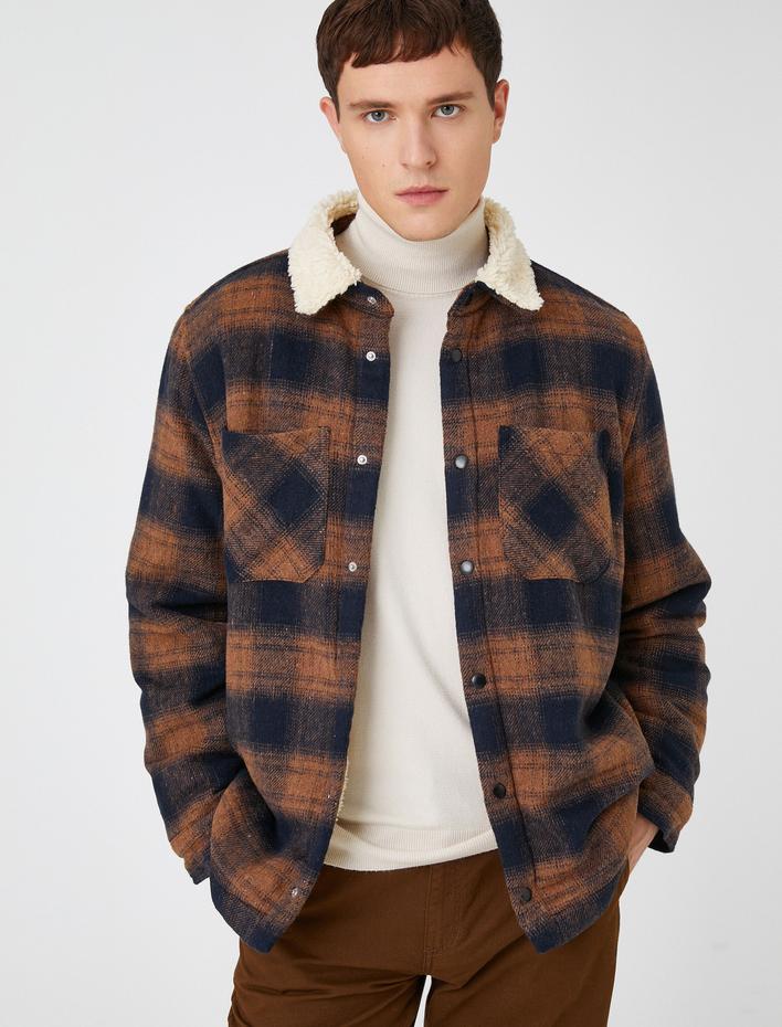  Oduncu Gömlek Ceket Yaka Detaylı Cepli Çıtçıtlı