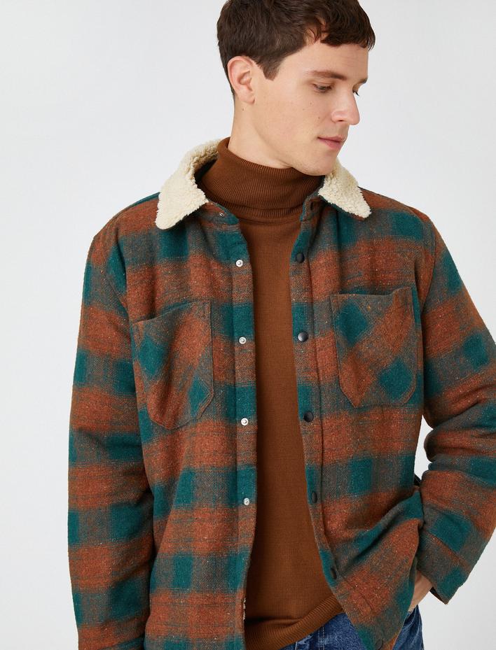  Oduncu Gömlek Ceket Yaka Detaylı Cepli Çıtçıtlı