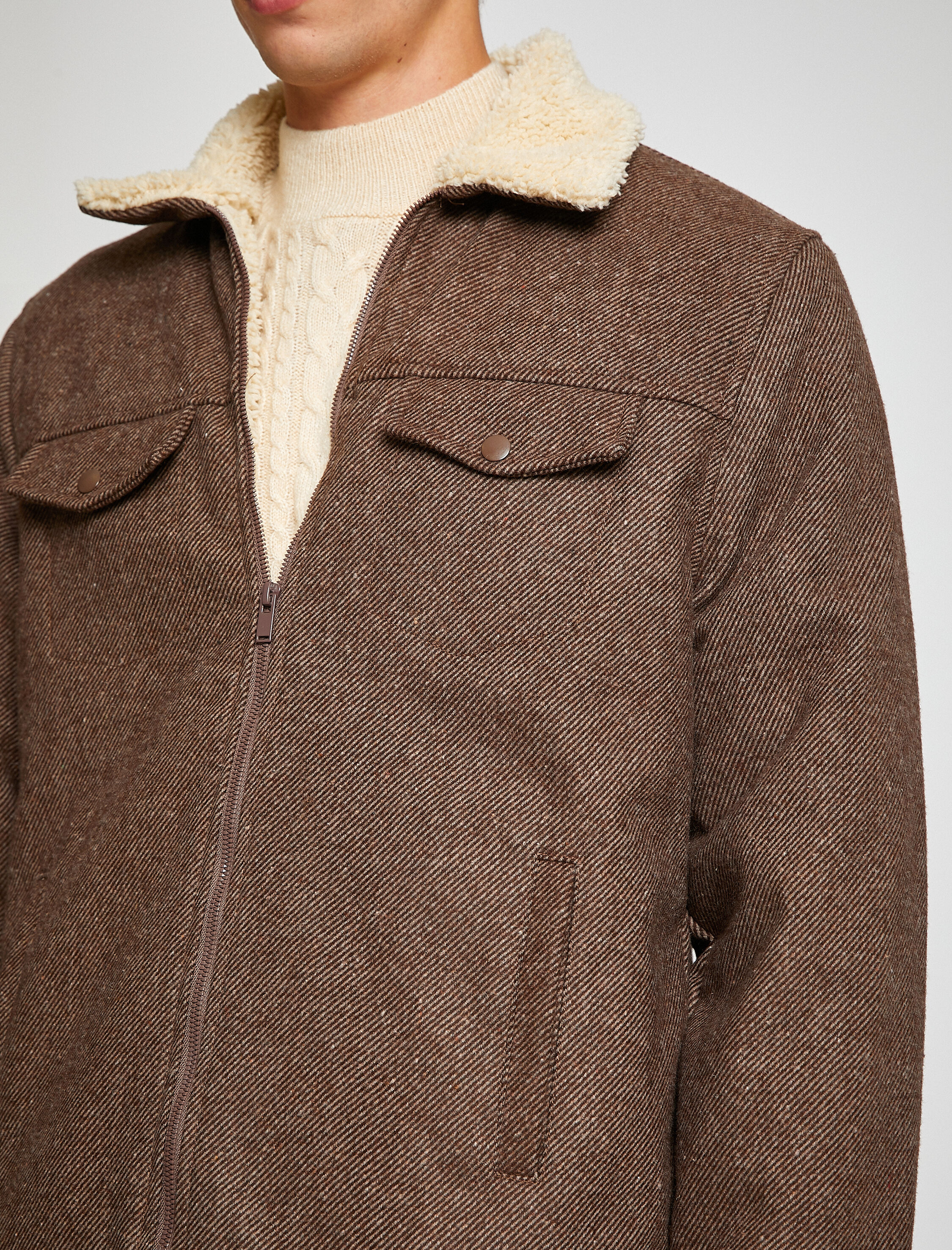   Yaka Detaylı Ceket Fermuarlı Çok Cepli