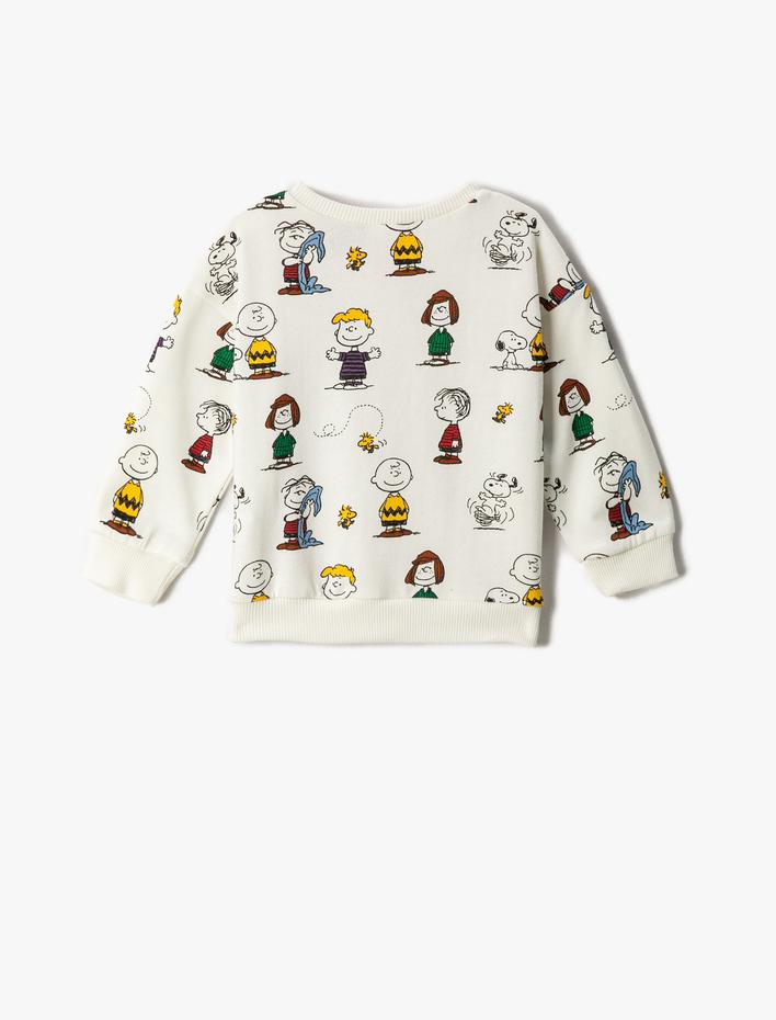Erkek Bebek Snoopy Baskılı Lisanslı Sweatshirt Pamuklu Uzun Kollu Bisiklet Yaka