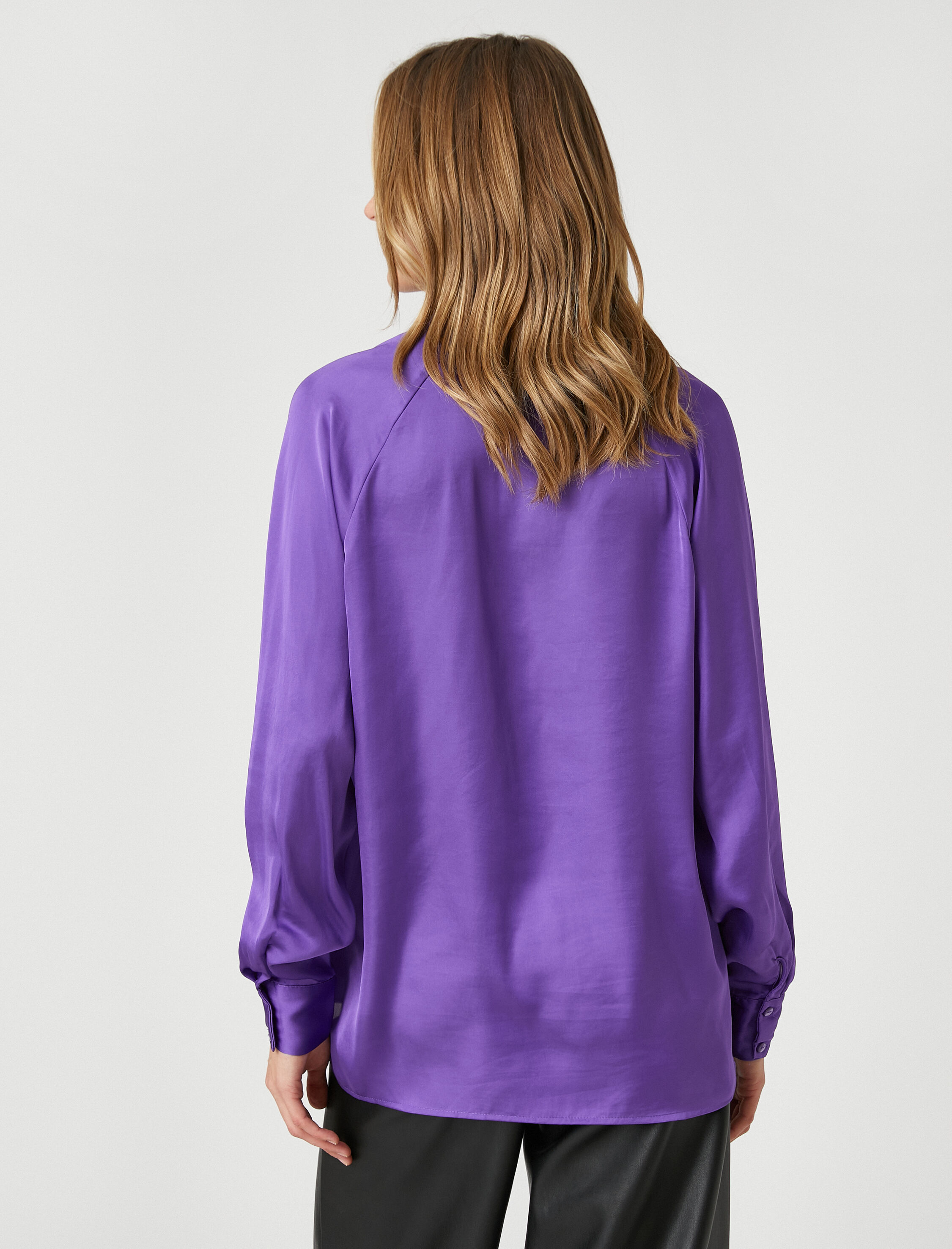   Saten Gömlek Uzun Reglan Kollu