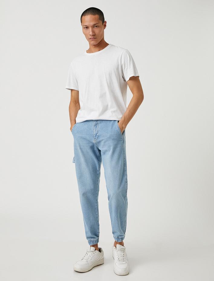  Jogger Kot Pantolon Düğme Detaylı Cepli Pamuklu