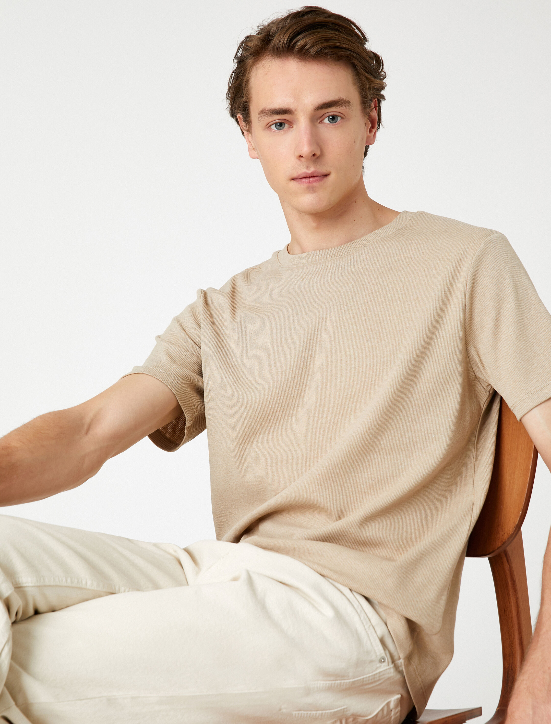   Basic Kaşkorse Tişört Bisiklet Yaka Kısa Kollu