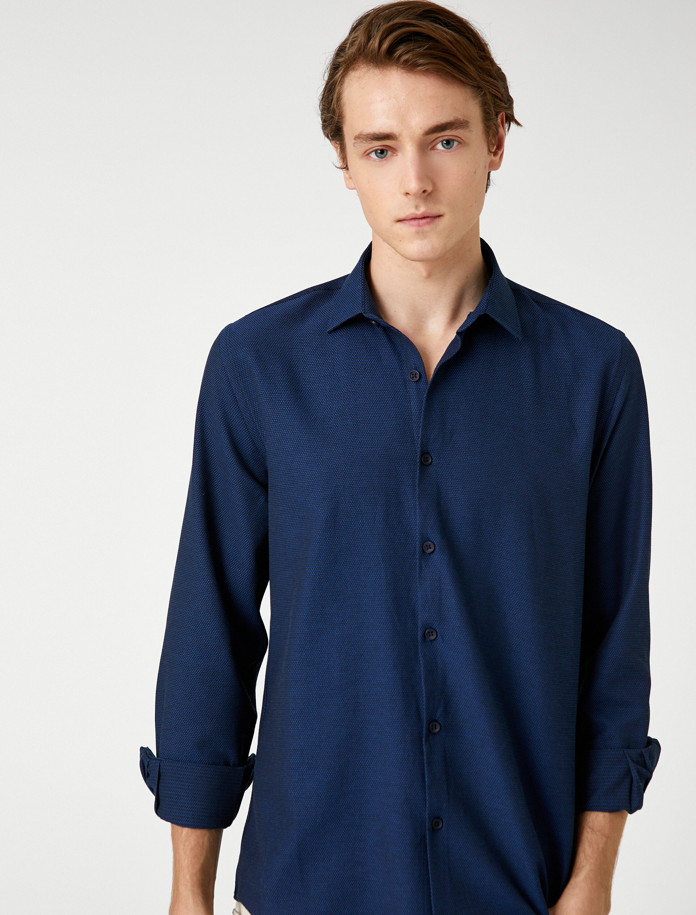   Spor Gömlek Slim Fit Klasik Yaka Uzun Kollu Non Iron